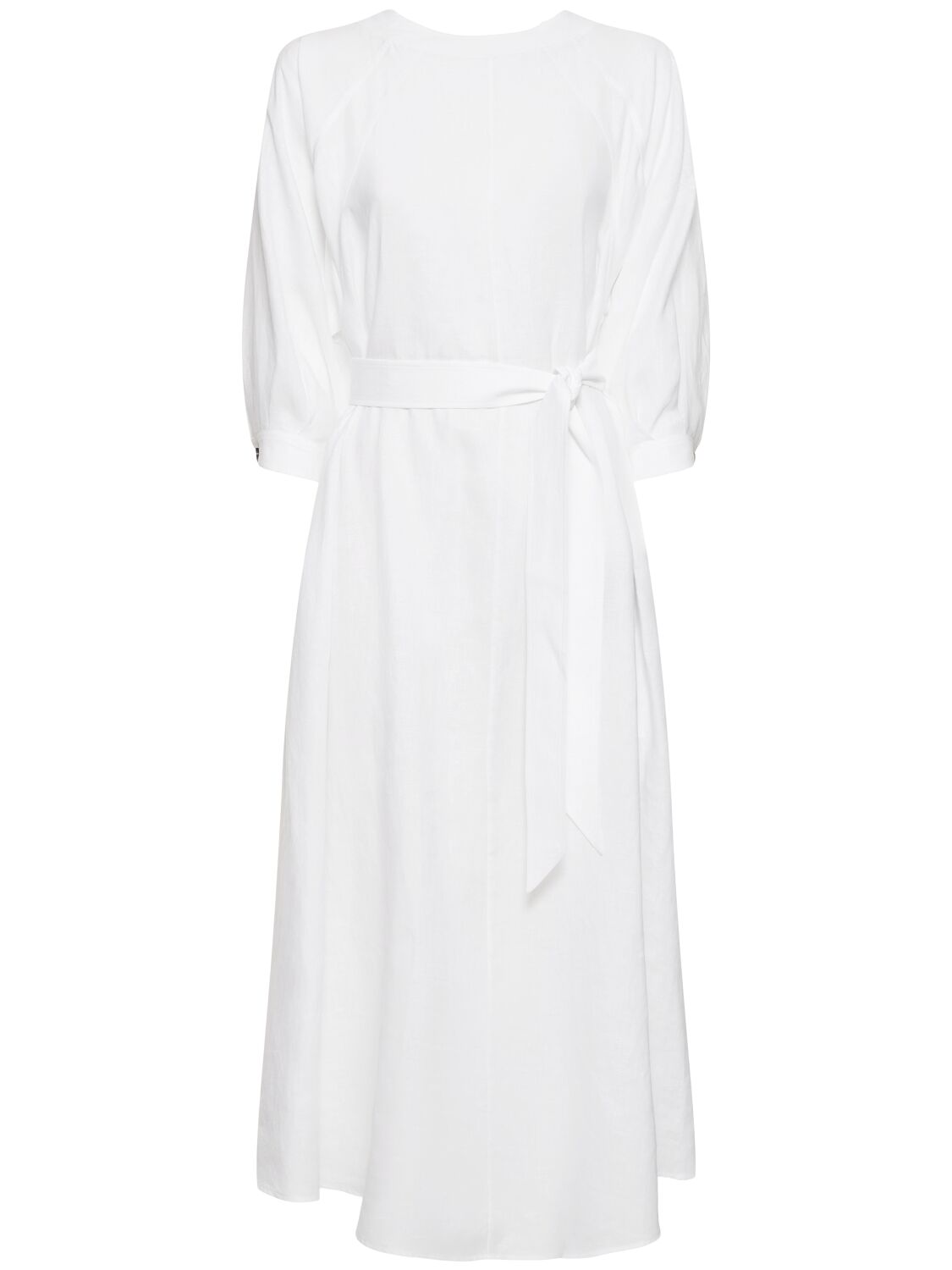 Mina Solaire 3/4 Sleeve Linen Midi Dress - LORO PIANA - Modalova