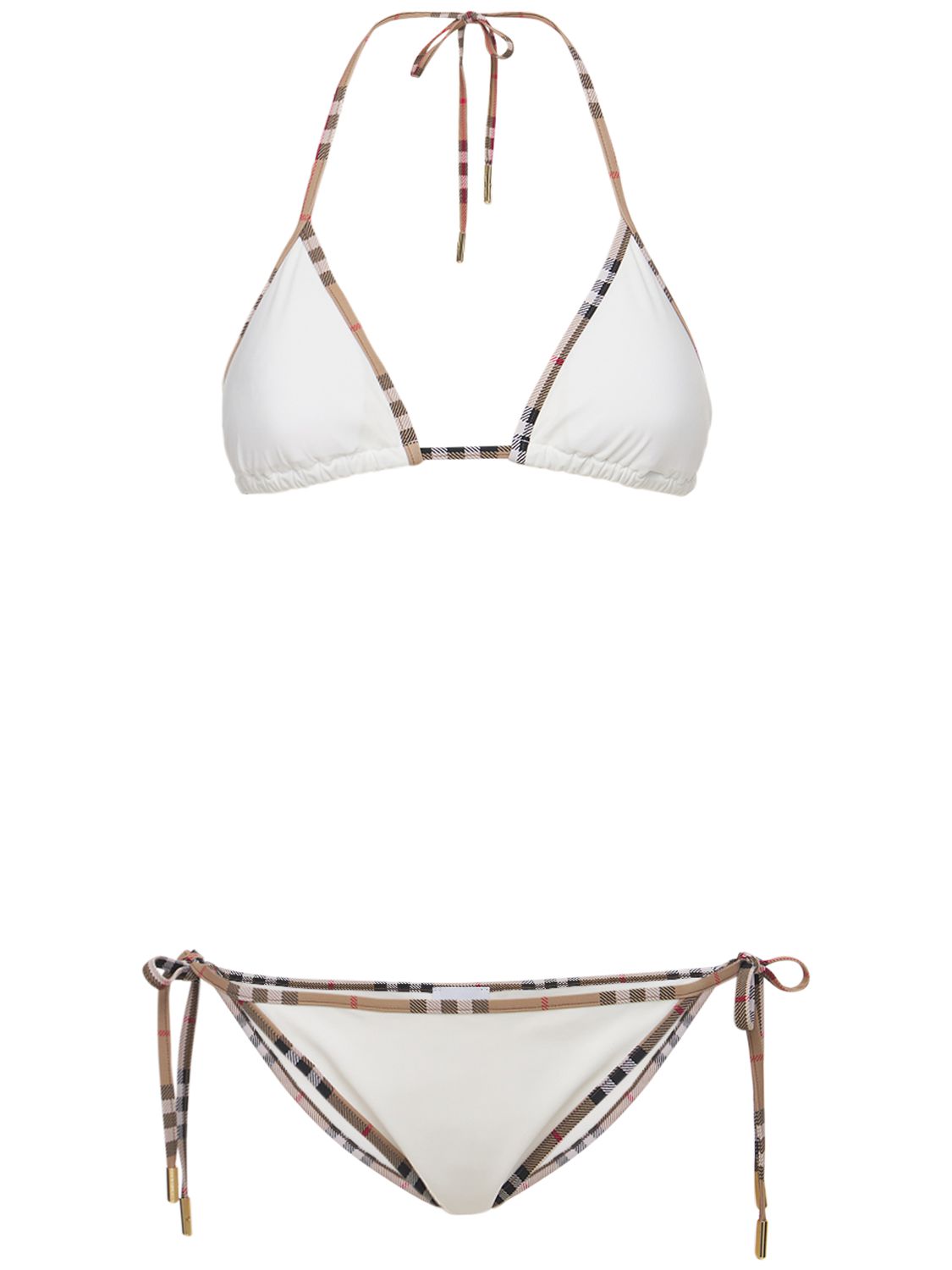 Mata Nylon & Check Trim Triangle Bikini - BURBERRY - Modalova
