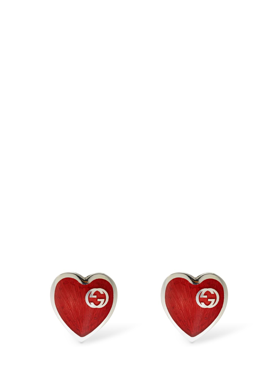 Interlocking G Enamel Heart Earrings - GUCCI - Modalova