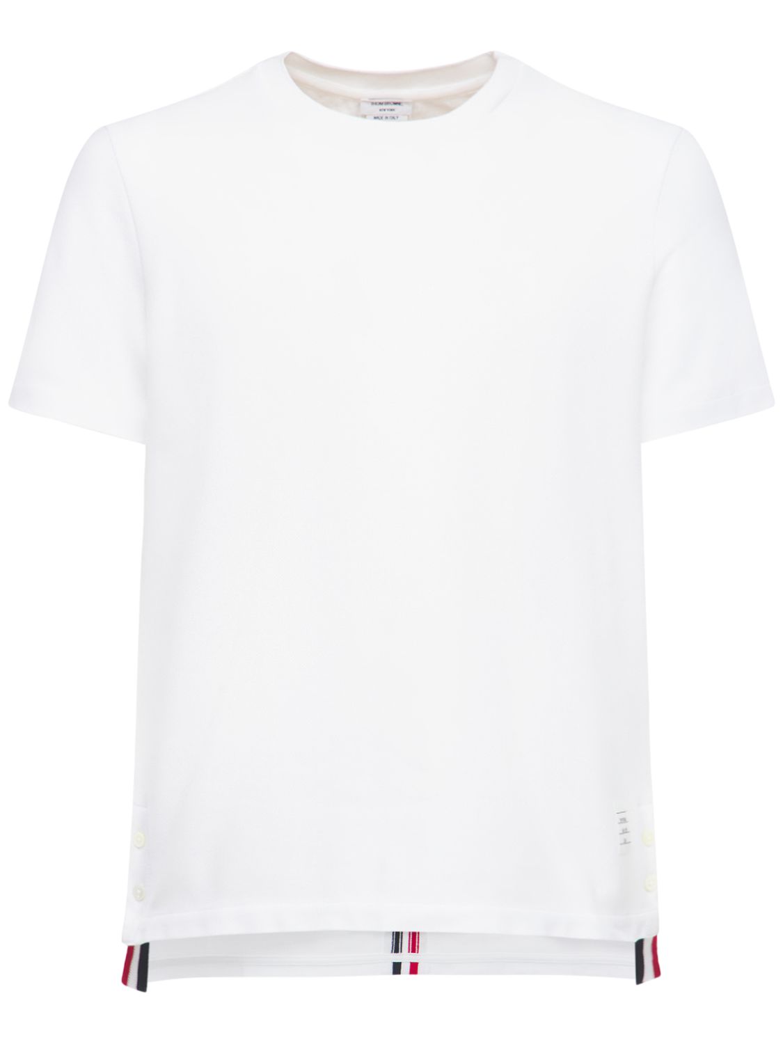 Intarsia Band Cotton Jersey T-shirt - THOM BROWNE - Modalova