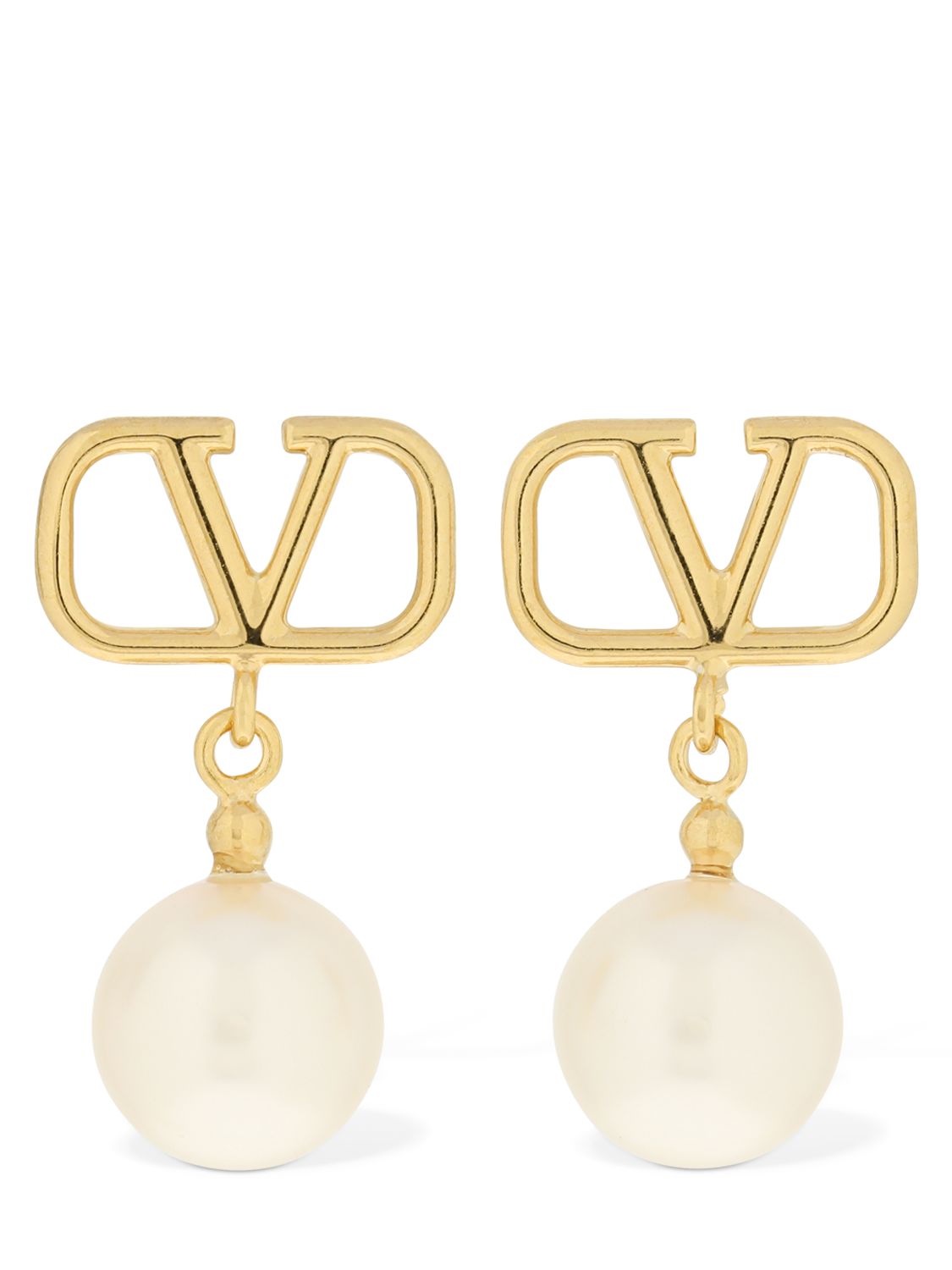 Ohrringe Mit Perlenimitat Und V-logo - VALENTINO GARAVANI - Modalova