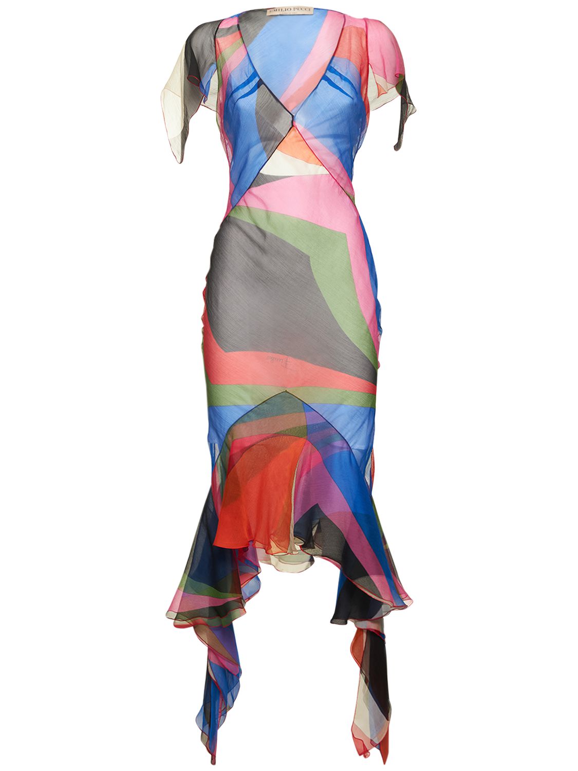 Mujer Vestido Midi De Crepe Con Estampado Y Volantes 38 - PUCCI - Modalova