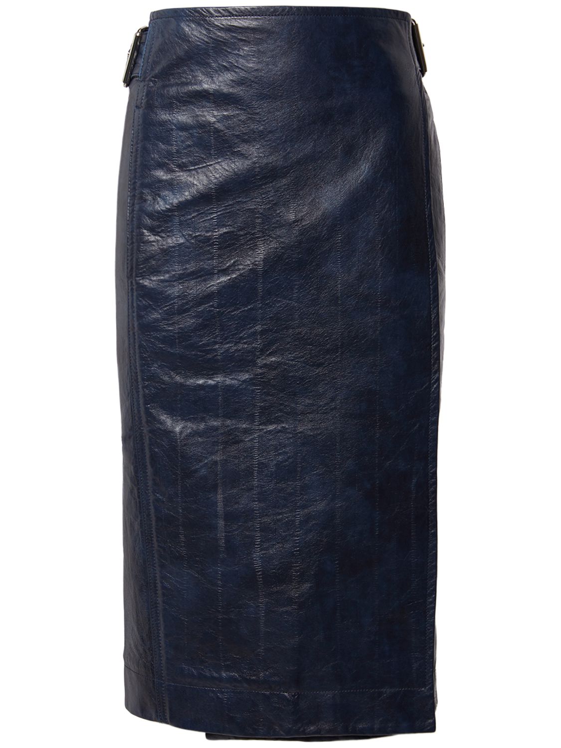 Embossed Eel Nappa Leather Midi Skirt - BOTTEGA VENETA - Modalova
