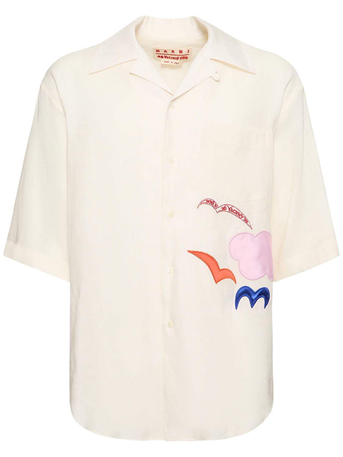 Embroidered Linen Boxy Shirt - MARNI - Modalova