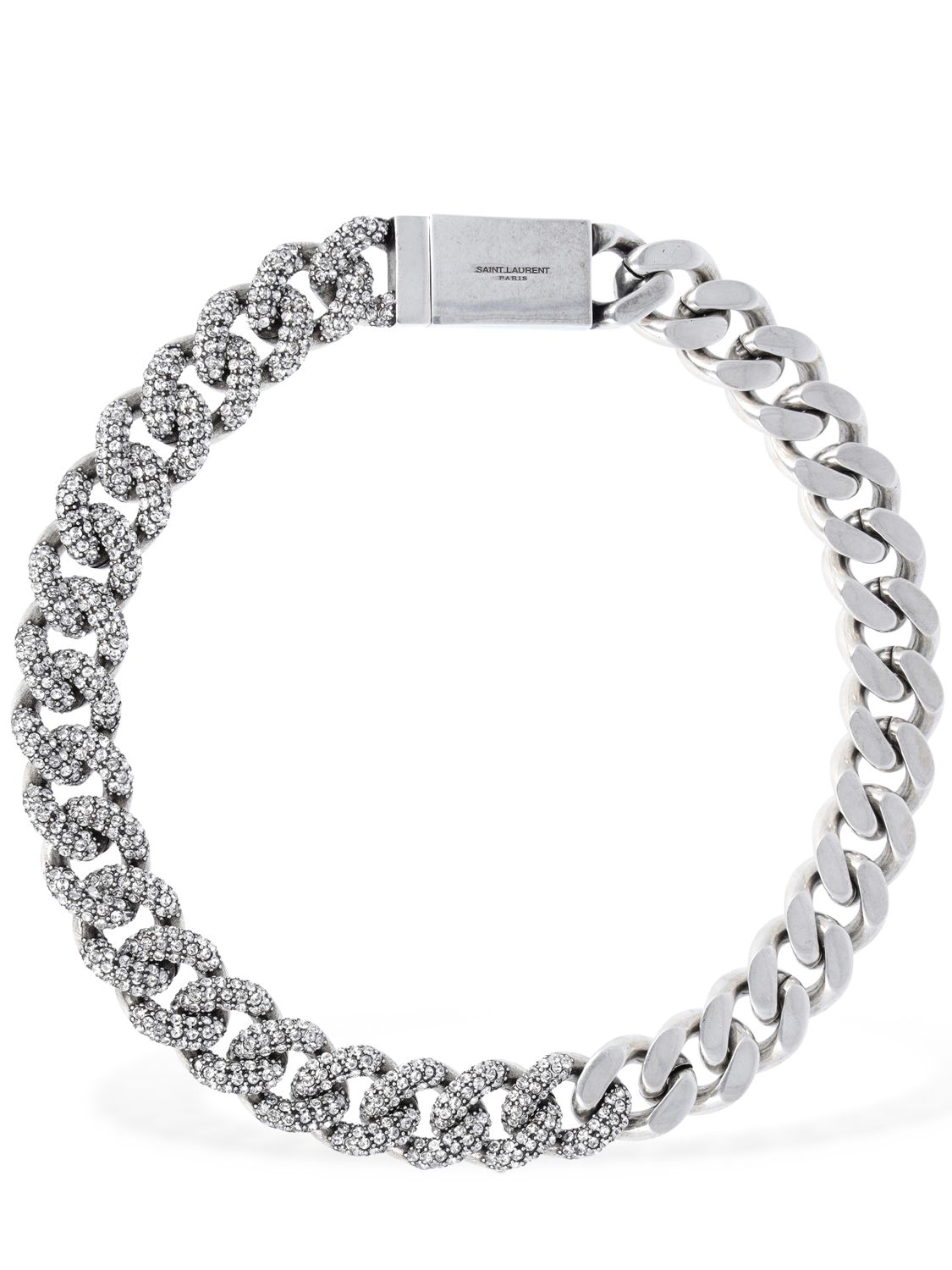 Embellished Curb Chain Short Necklace - SAINT LAURENT - Modalova