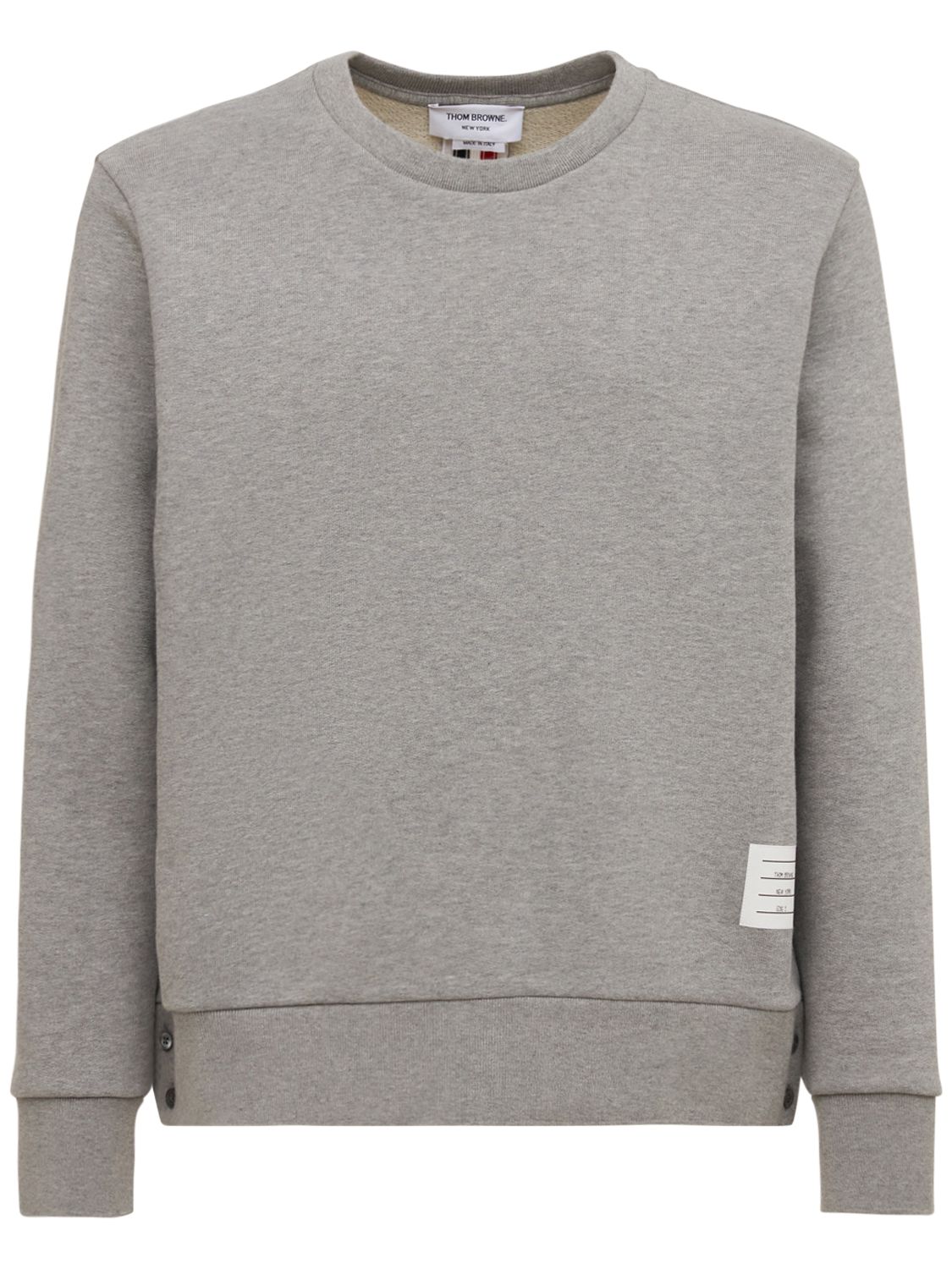 Cotton Jersey Sweatshirt W/ Knit Stripe - THOM BROWNE - Modalova