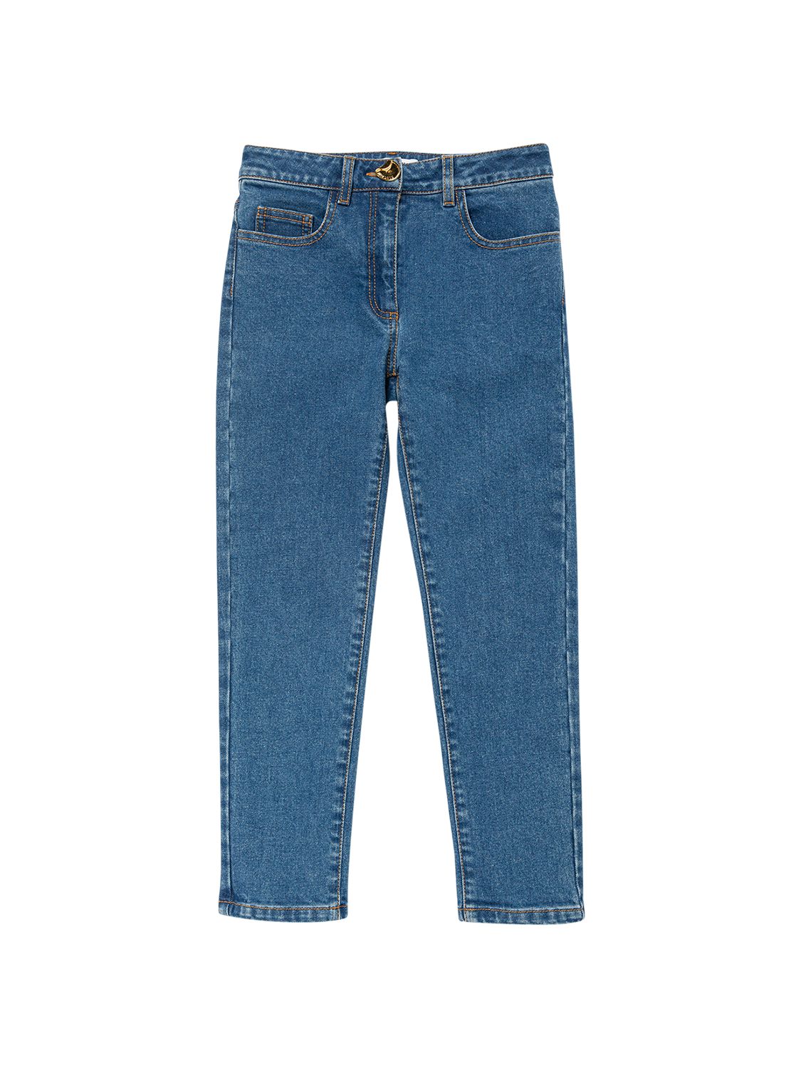 Jeans In Denim Di Cotone Con Logo - MOSCHINO - Modalova
