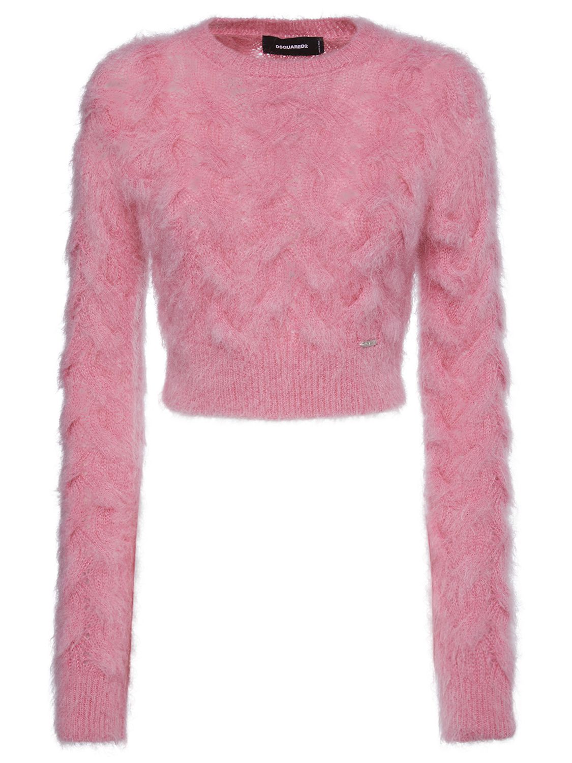 D Cable Knit Mohair Crop Sweater - DSQUARED2 - Modalova