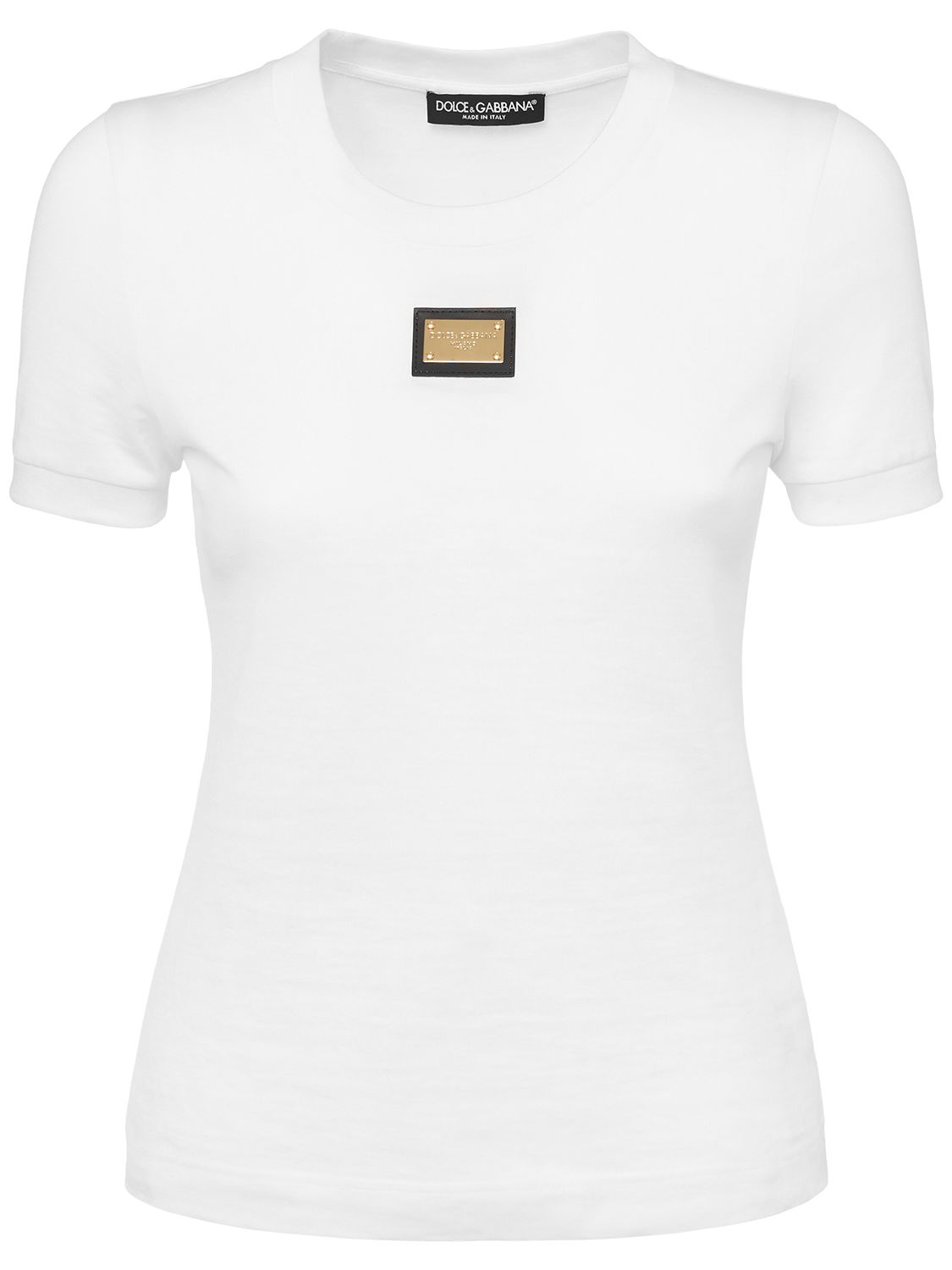 Logo Plaque Cotton Jersey T-shirt - DOLCE & GABBANA - Modalova