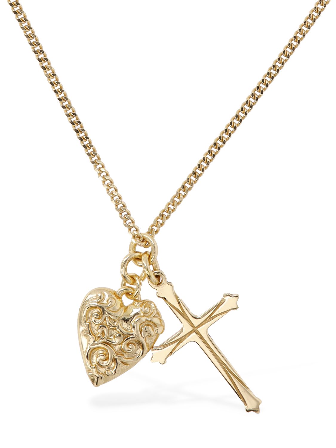 Cross & Arabesque Heart Charm Necklace - EMANUELE BICOCCHI - Modalova