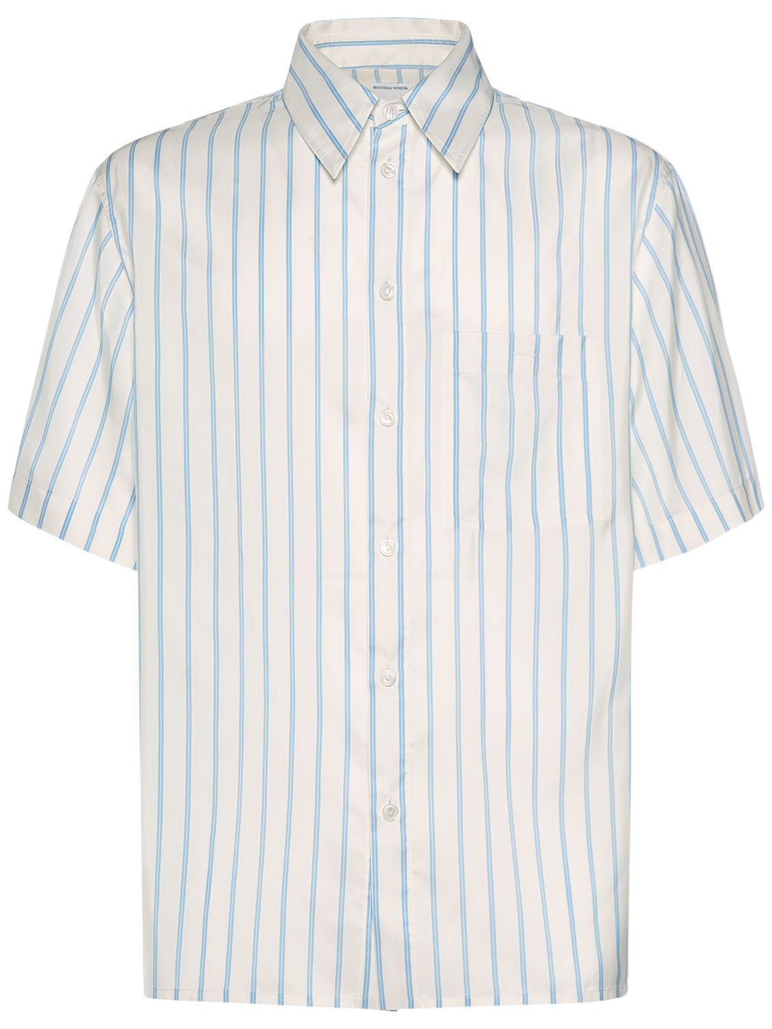 Striped Silk Regular Fit S/s Shirt - BOTTEGA VENETA - Modalova