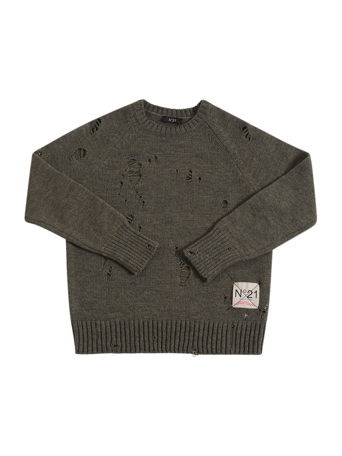 Distressed Wool Blend Knit Sweater - N°21 - Modalova