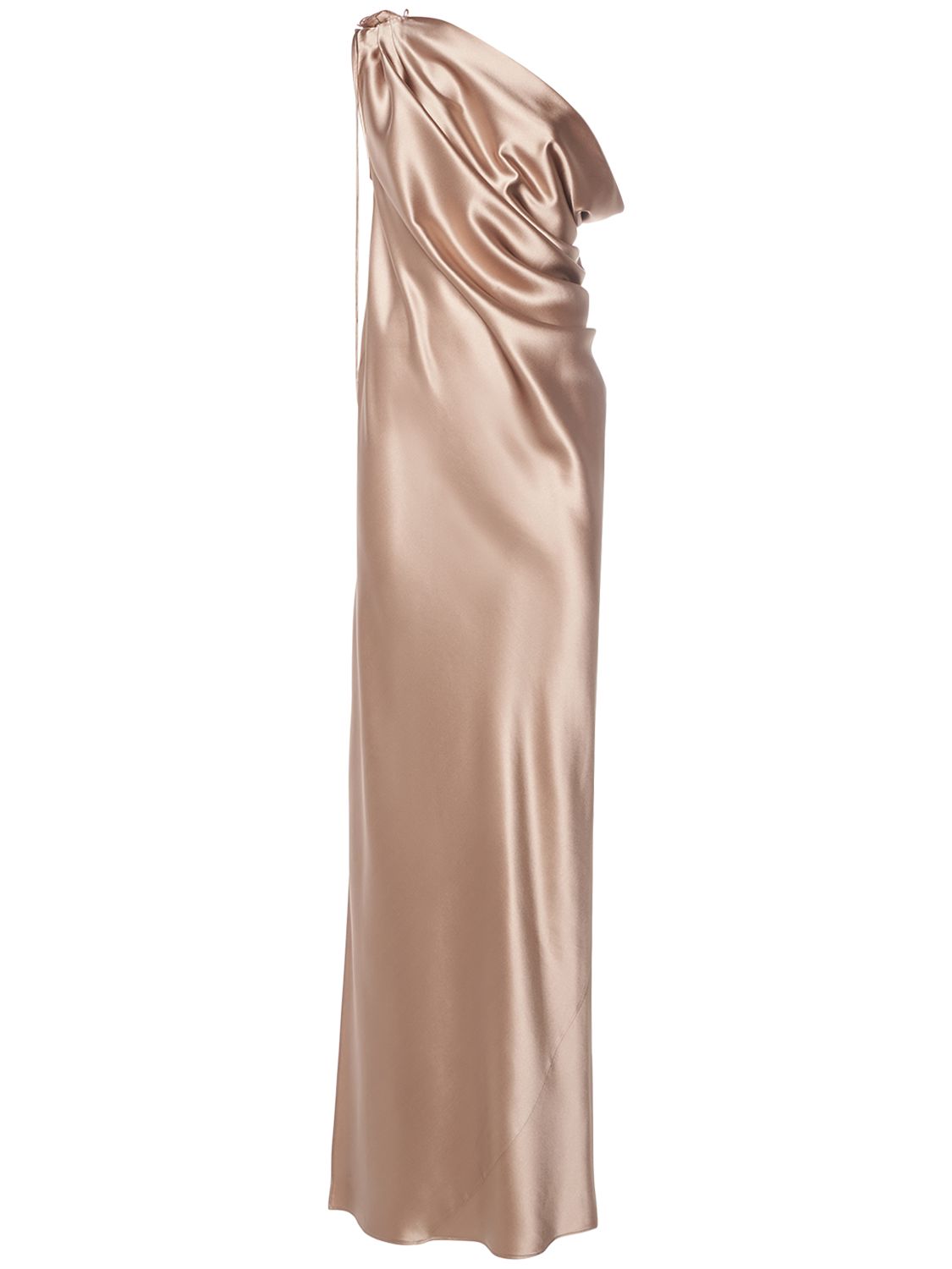 Draped Silk Satin One Shoulder Dress - MAX MARA - Modalova
