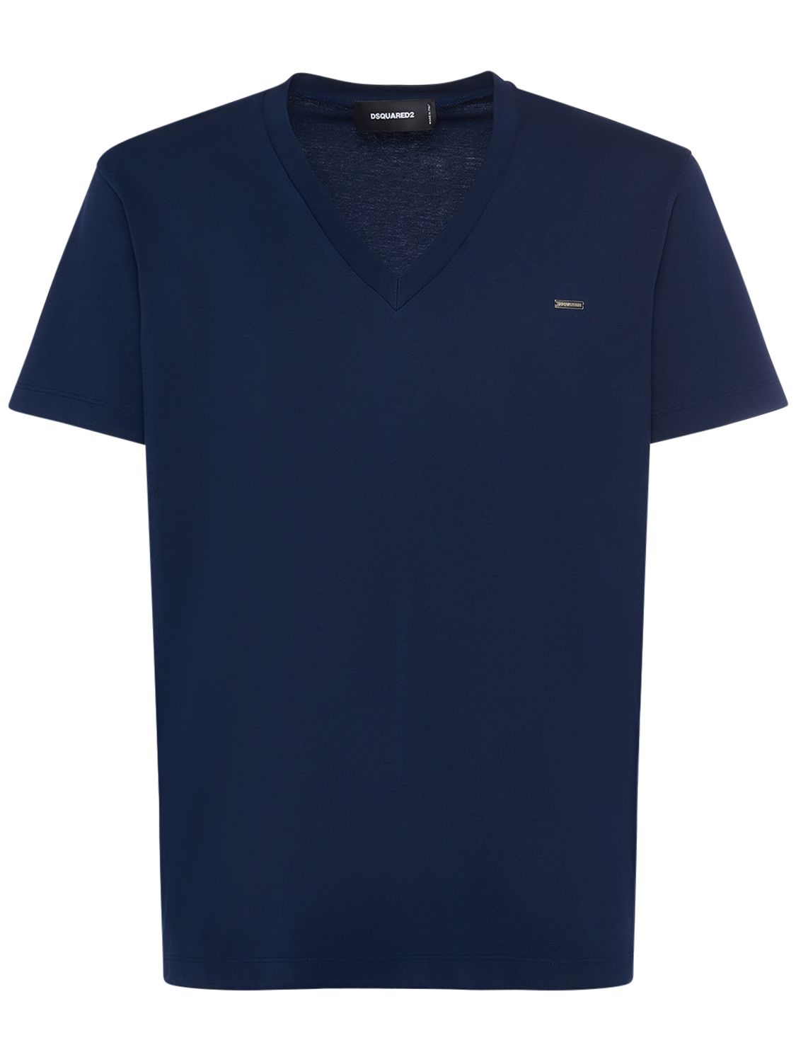 V-neck Logo Cotton Jersey T-shirt - DSQUARED2 - Modalova