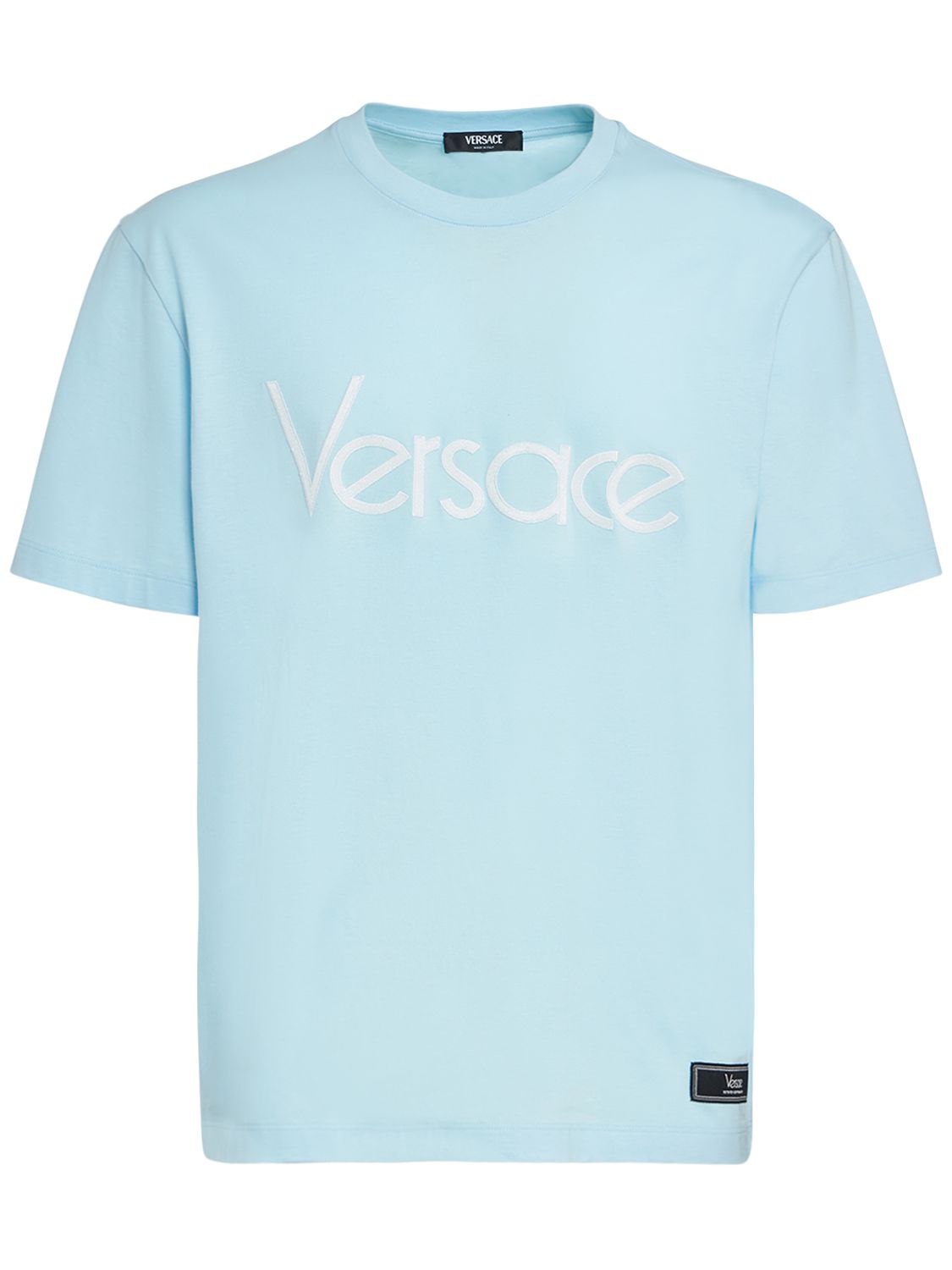 Logo Cotton Jersey T-shirt - VERSACE - Modalova