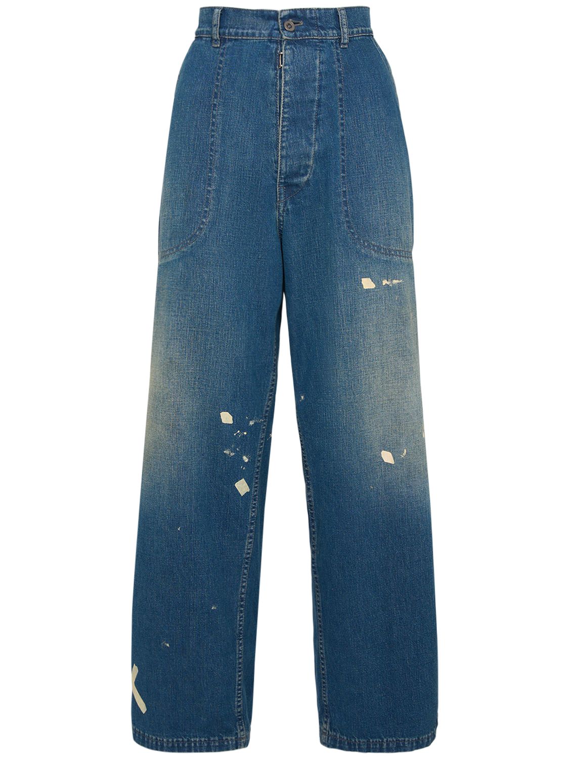 Mid Rise Painted Denim Wide Jeans - MAISON MARGIELA - Modalova
