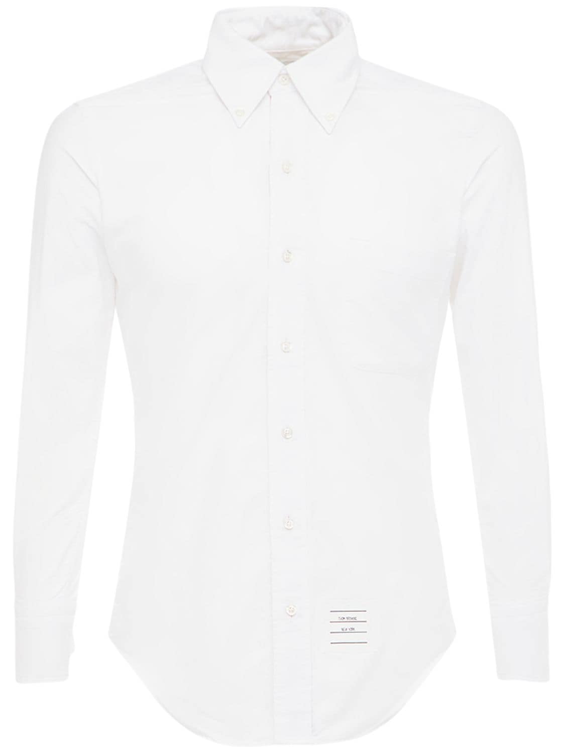 Grosgrain Cotton Oxford Shirt - THOM BROWNE - Modalova