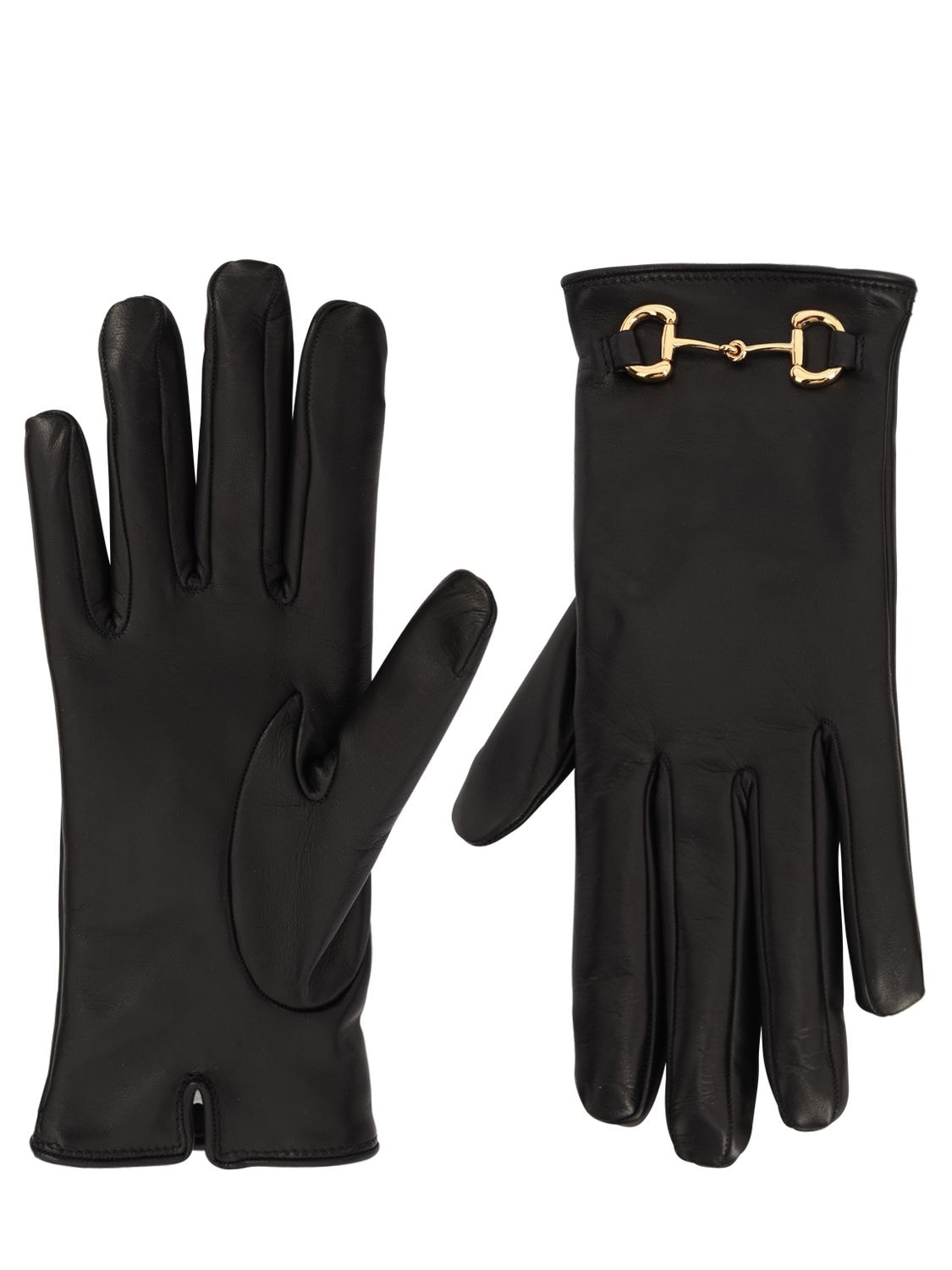 Leather Gloves W/ Horsebit - GUCCI - Modalova