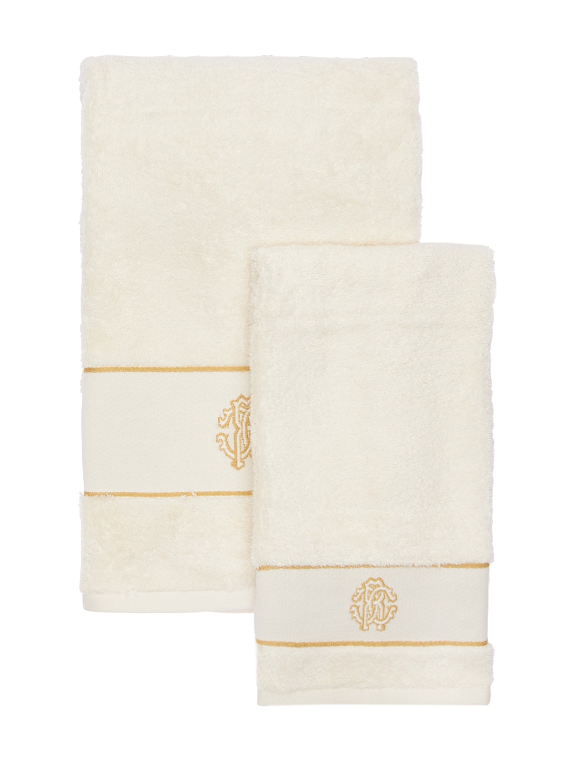 Set Of 2 New Gold Towels - ROBERTO CAVALLI - Modalova