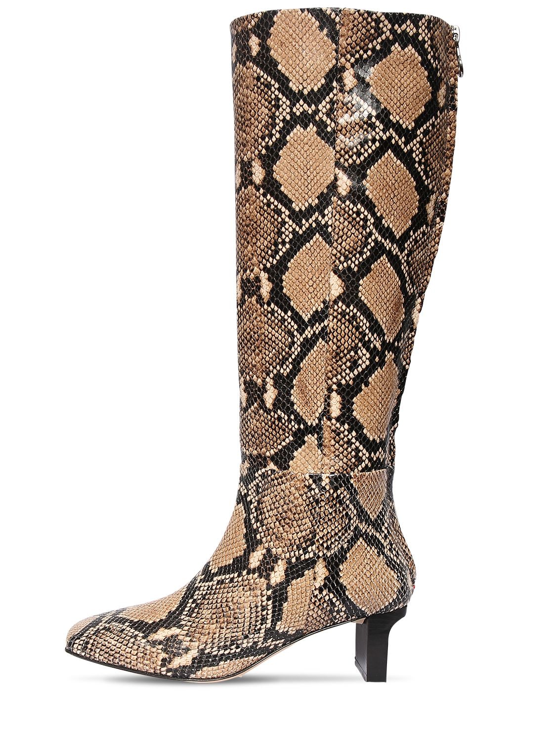 Mm Cicely Snake Print Leather Boots - AEYDE - Modalova