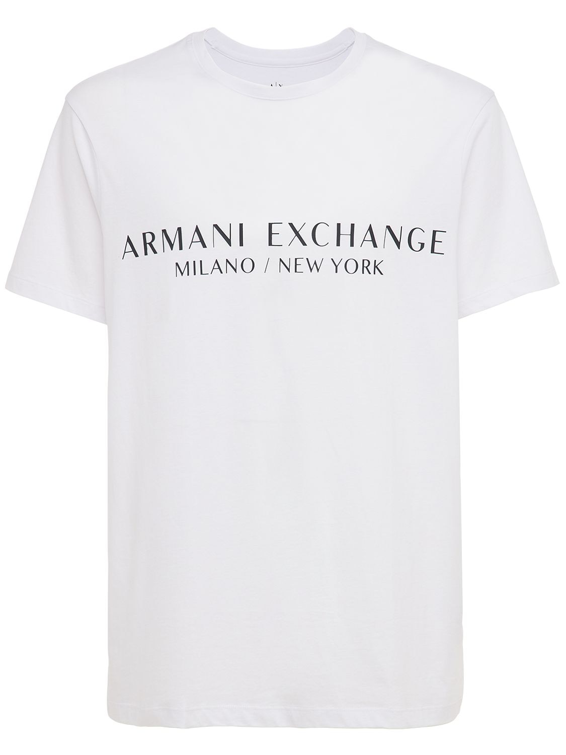 Logo Printed Cotton Crewneck T-shirt - ARMANI EXCHANGE - Modalova