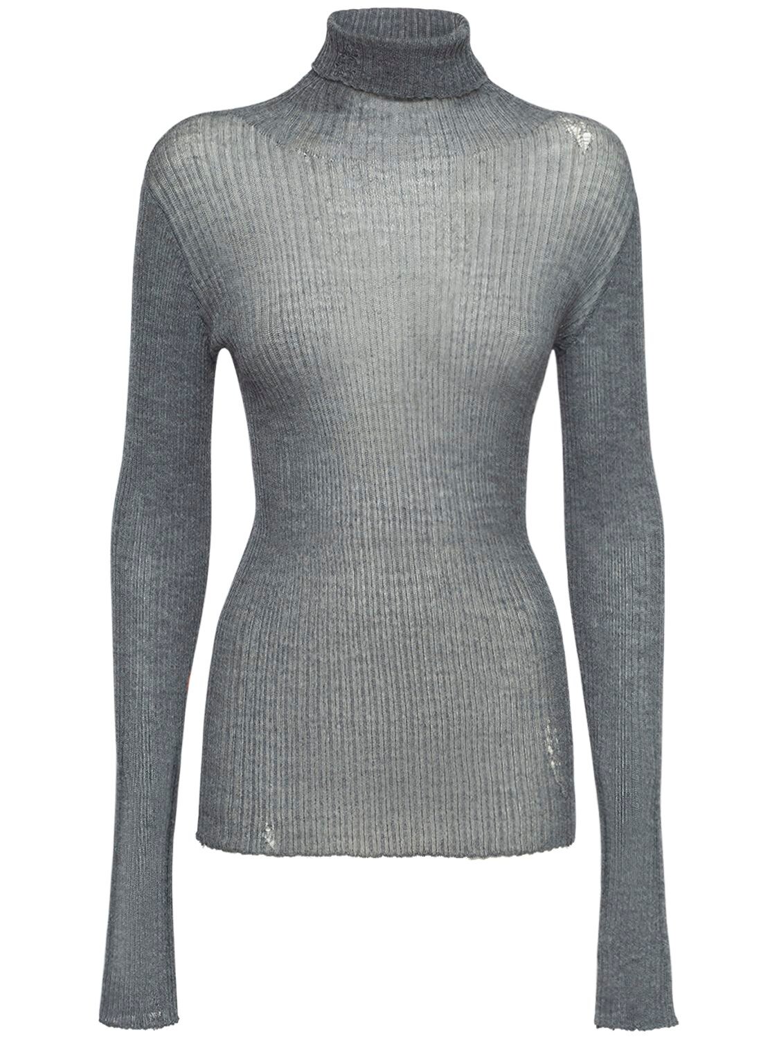 Wool Knit Rib Turtleneck Sweater - MAISON MARGIELA - Modalova