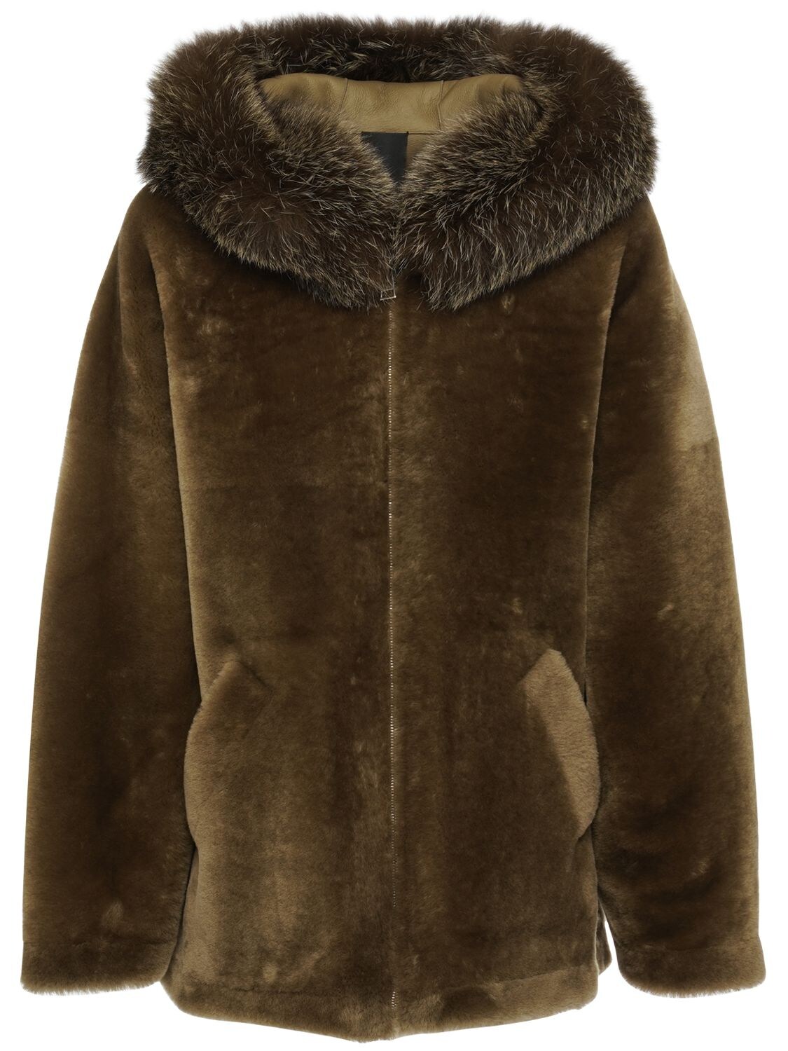 Reversible Hooded Wool Jacket W/fur - BLANCHA - Modalova