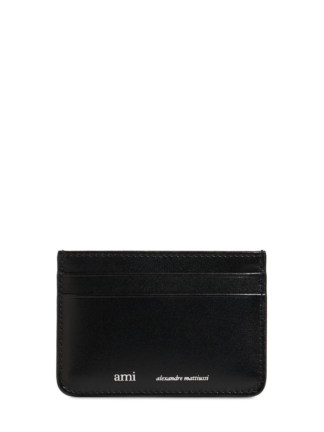 Logo Leather Card Holder - AMI PARIS - Modalova