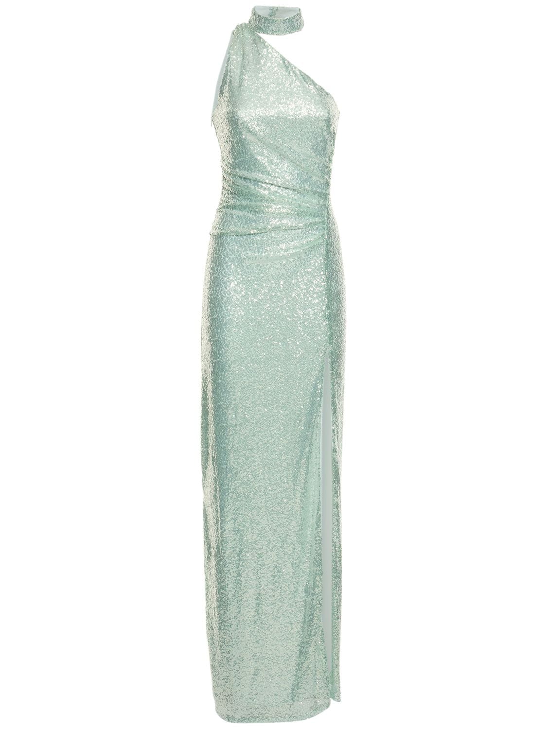 Jasmine Sequined Tulle Long Dress - COSTARELLOS - Modalova