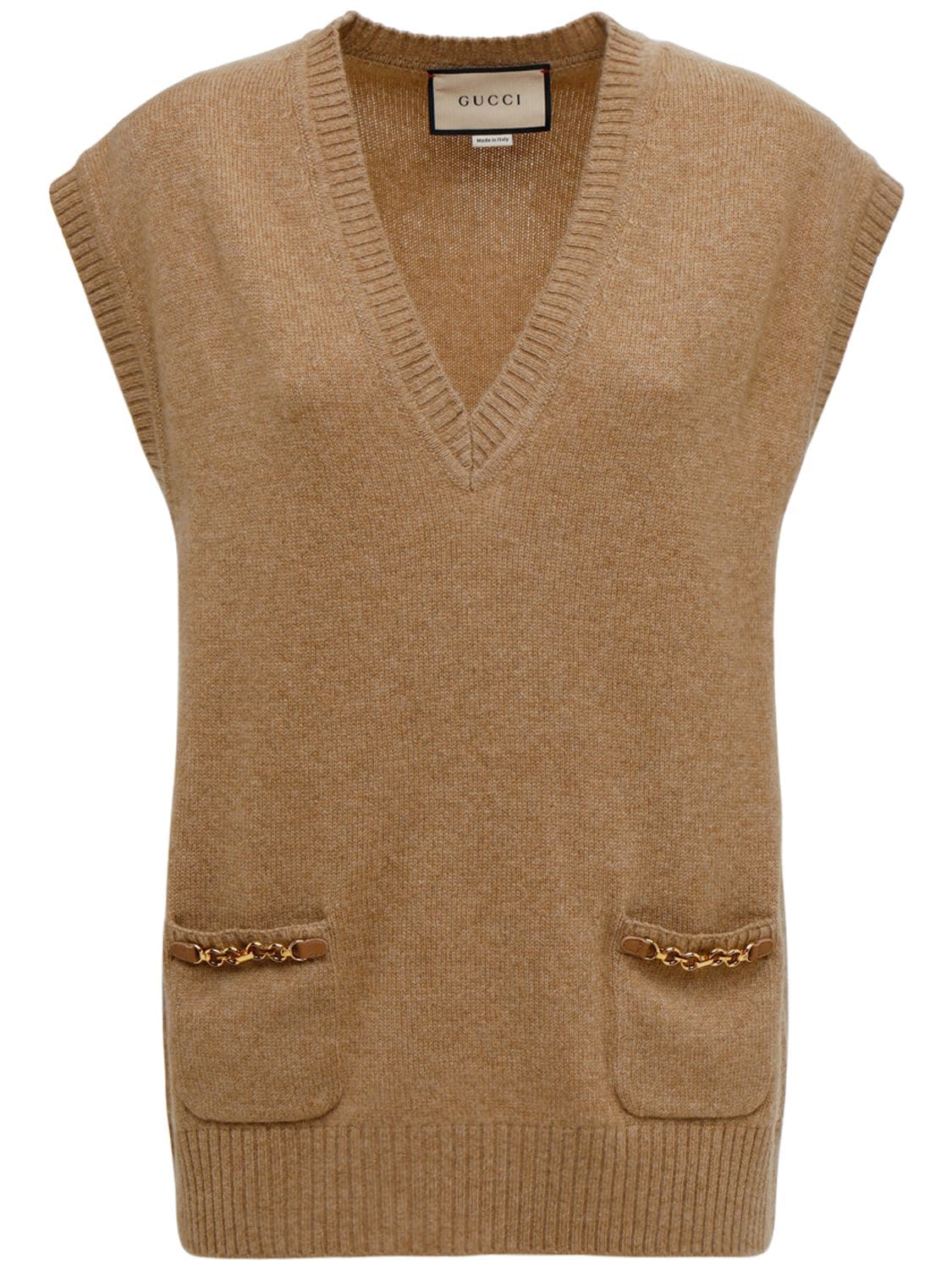 Cashmere Knit Vest W/ Chain Detail - GUCCI - Modalova