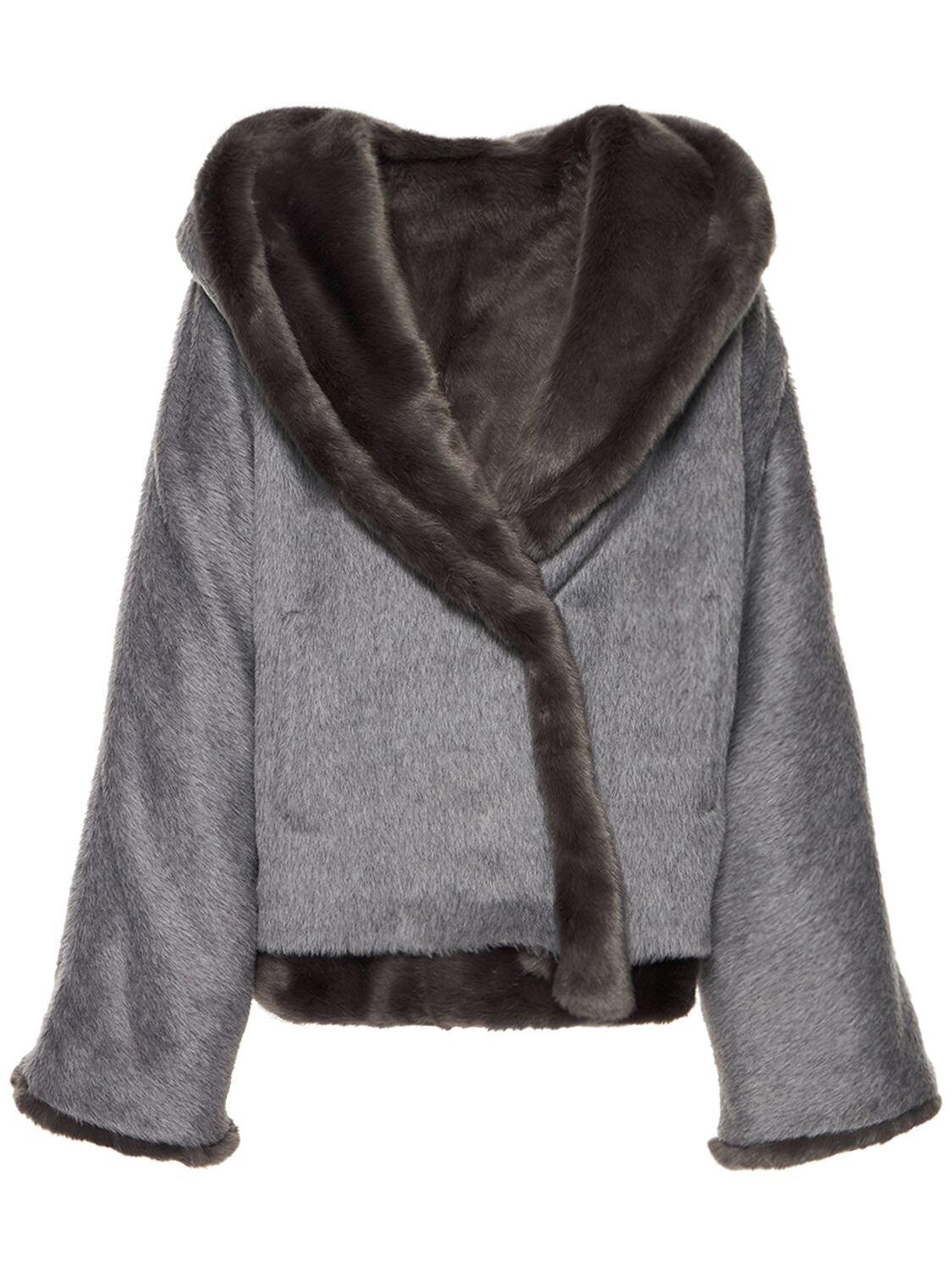 Hooded Alpaca & Wool Jacket - ALBERTA FERRETTI - Modalova