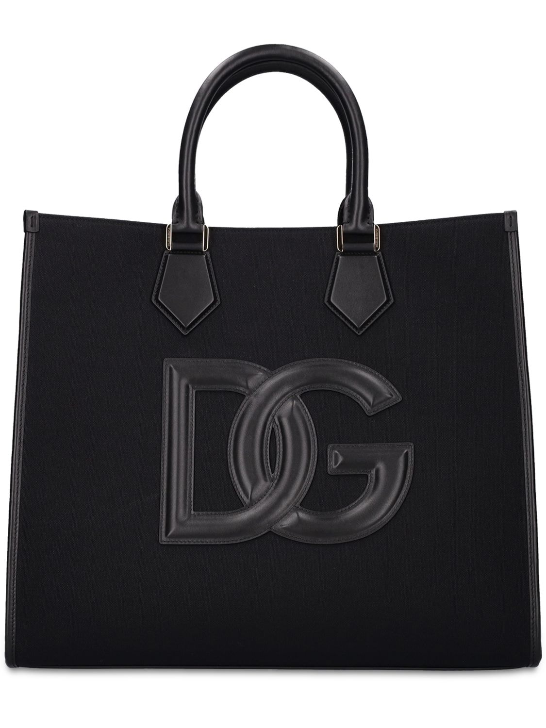 Logo Leather & Canvas Tote Bag - DOLCE & GABBANA - Modalova