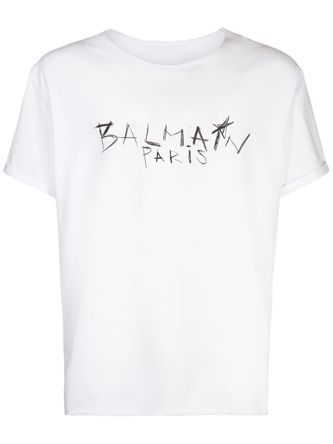 Written Logo Print Cotton Jersey T-shirt - BALMAIN - Modalova