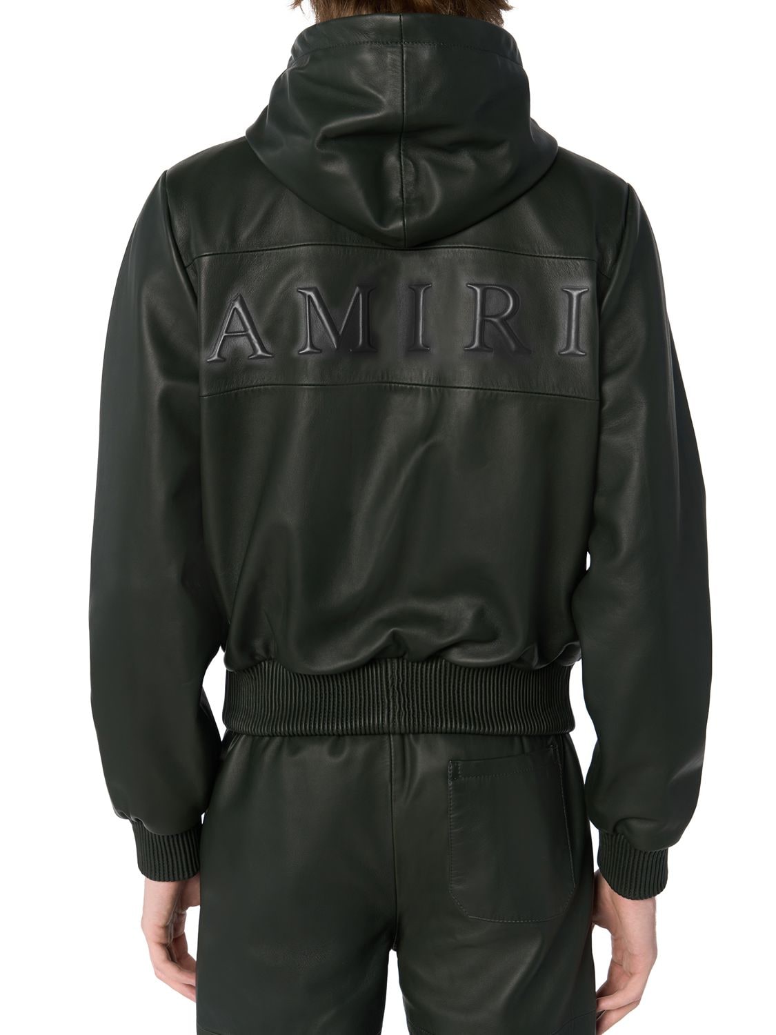 Hooded Leather Zip-up Jacket - AMIRI - Modalova
