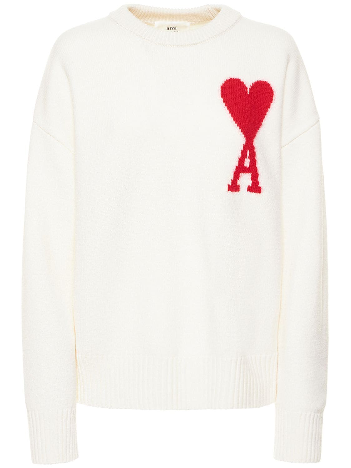 Logo Felted Wool Sweater - AMI PARIS - Modalova