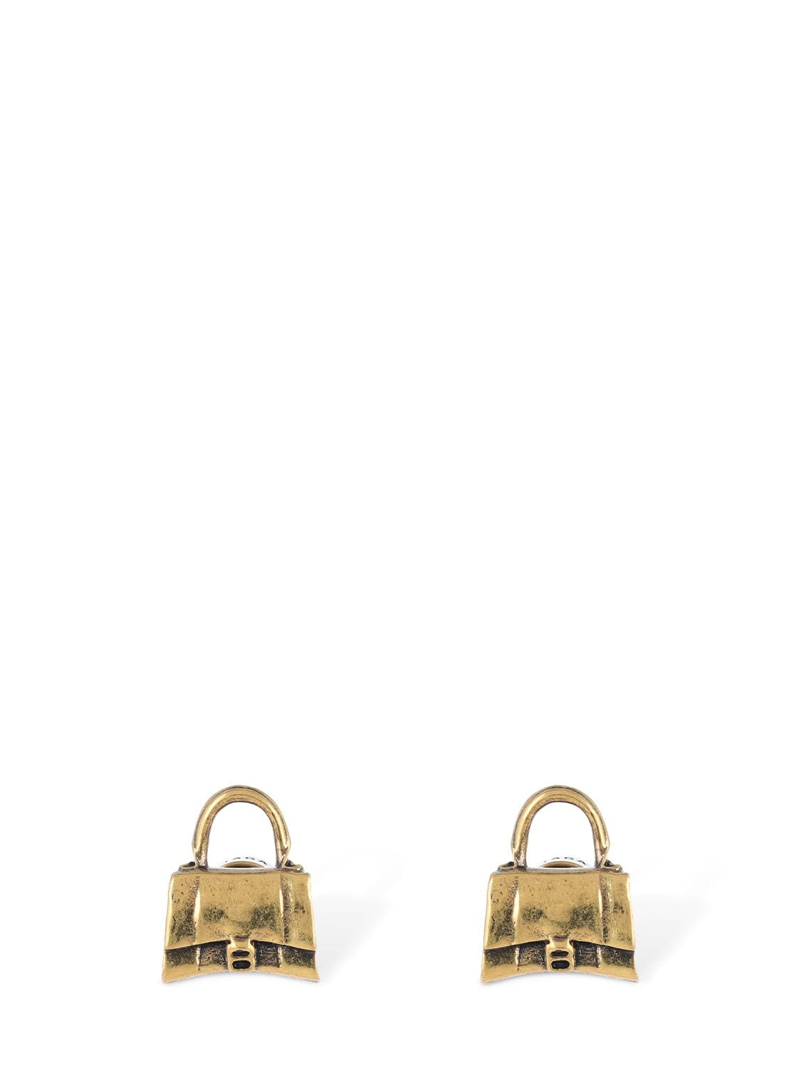 Xs Bag Stud Brass Earrings - BALENCIAGA - Modalova