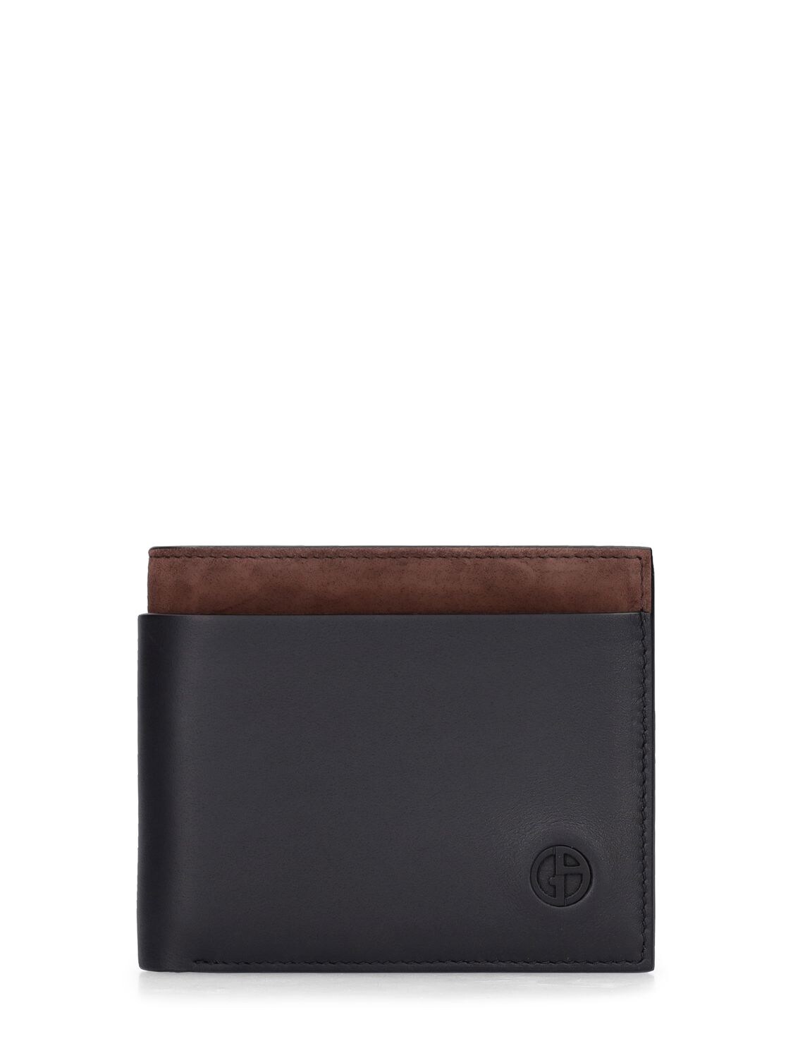 Two Tone Logo Leather Bifold Wallet - GIORGIO ARMANI - Modalova