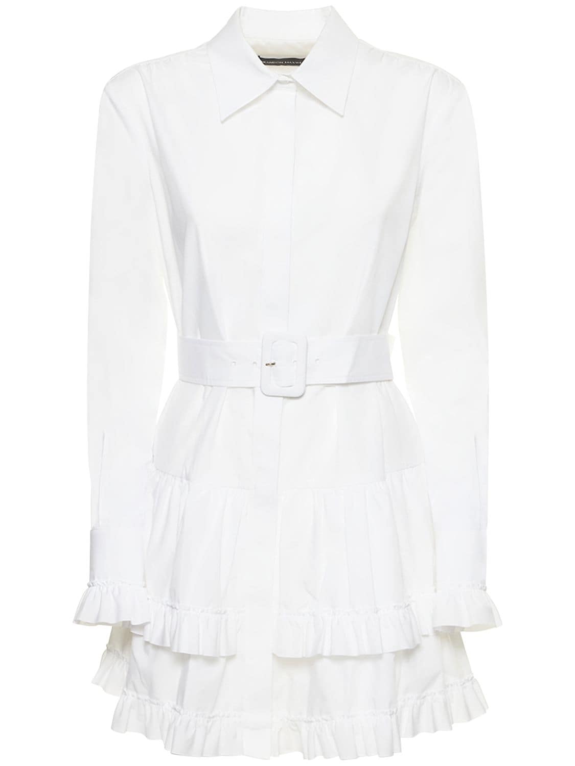 Ruffled Cotton Poplin Mini Shirt Dress - BRANDON MAXWELL - Modalova