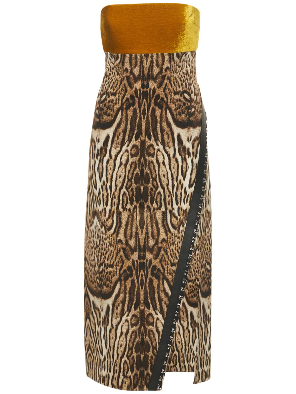 Mujer Vestido Midi De Cady Y Terciopelo Estampado 40 - ROBERTO CAVALLI - Modalova