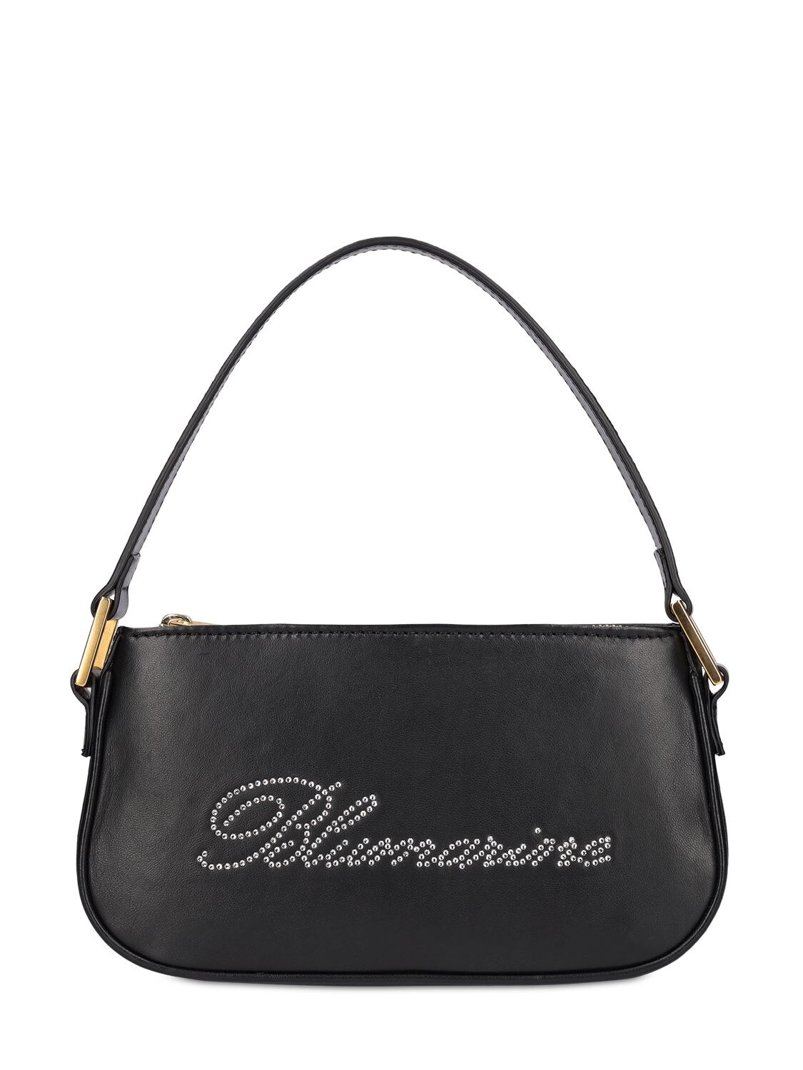 Strass Logo Leather Top Handle Bag - BLUMARINE - Modalova