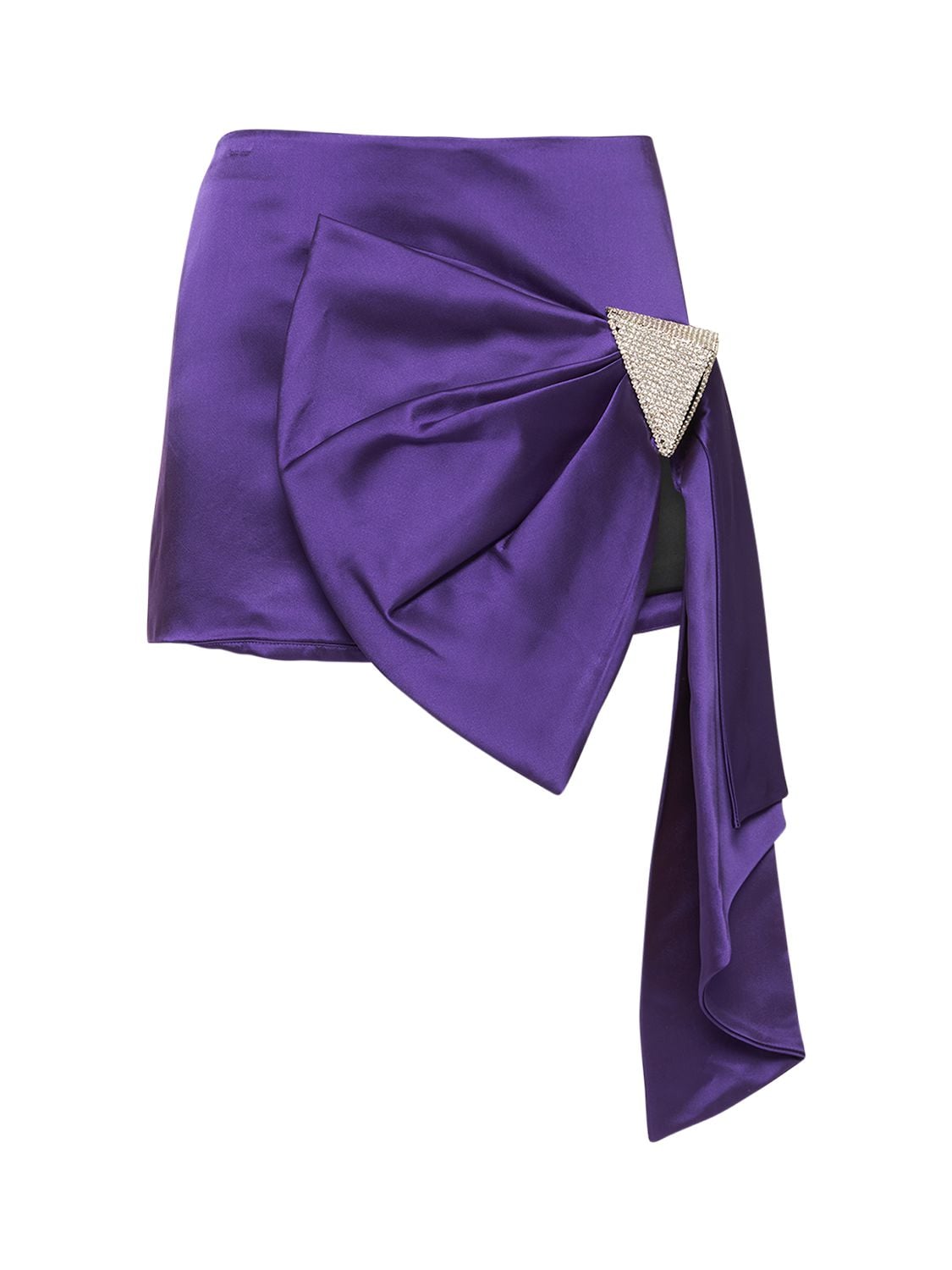 Draped Bow Satin Mini Skirt - AREA - Modalova