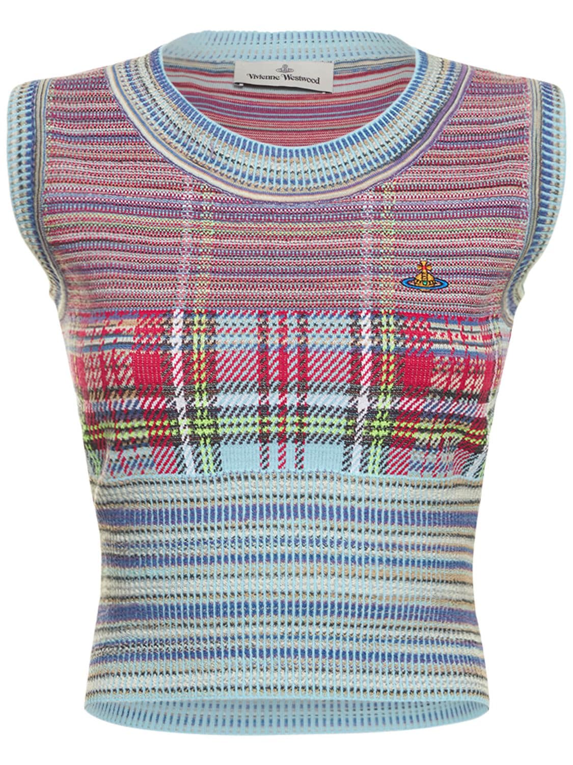 Tartan Jacquard Knit Vest Top - VIVIENNE WESTWOOD - Modalova