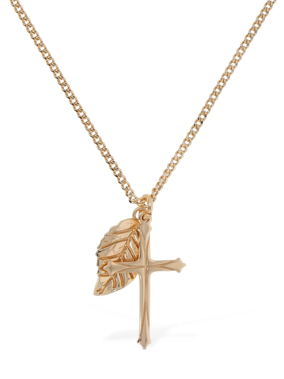 Leaf & Cross Charm Necklace - EMANUELE BICOCCHI - Modalova