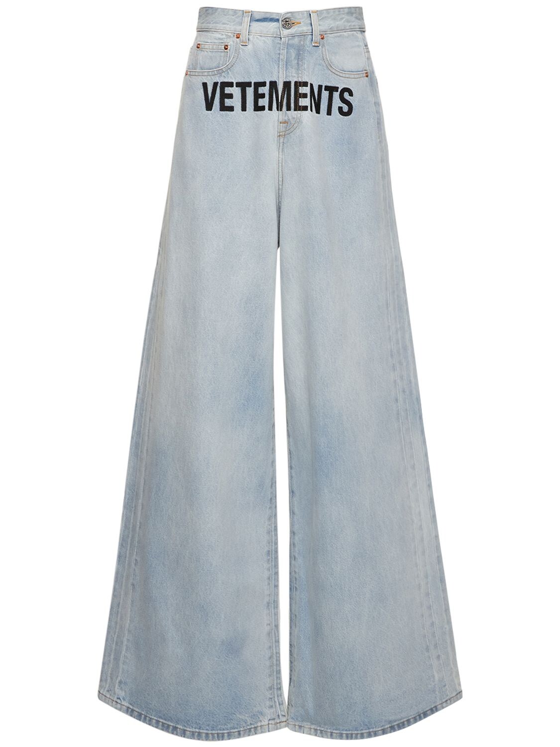 Jeans Baggy Fit In Cotone Con Logo - VETEMENTS - Modalova