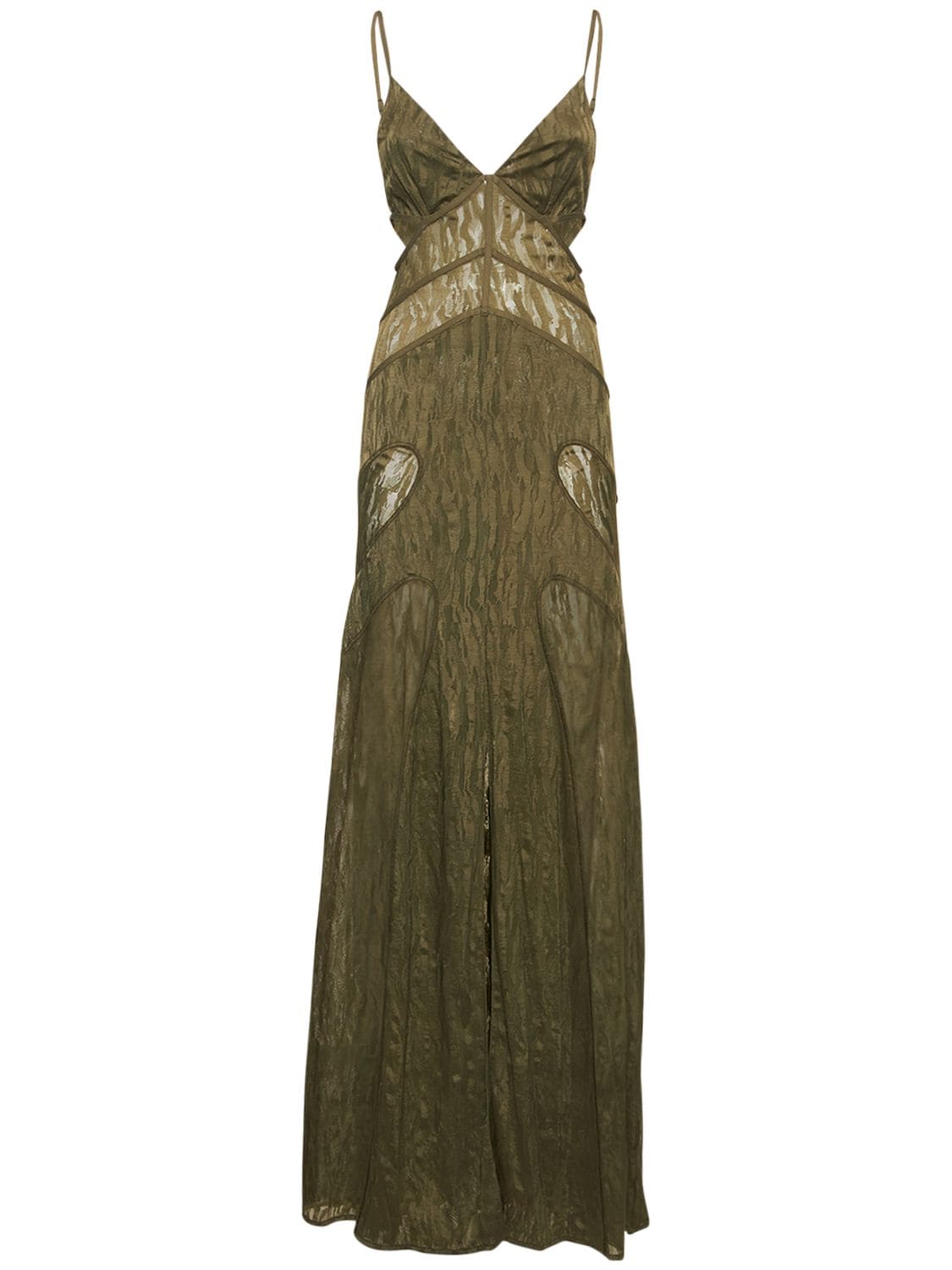 Camouflage Satin & Lace Long Slip Dress - DION LEE - Modalova