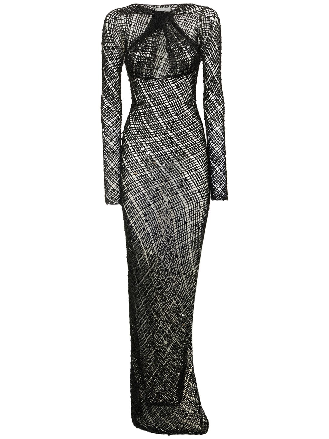 Sequined Crochet Cut Out Maxi Dress - COPERNI - Modalova