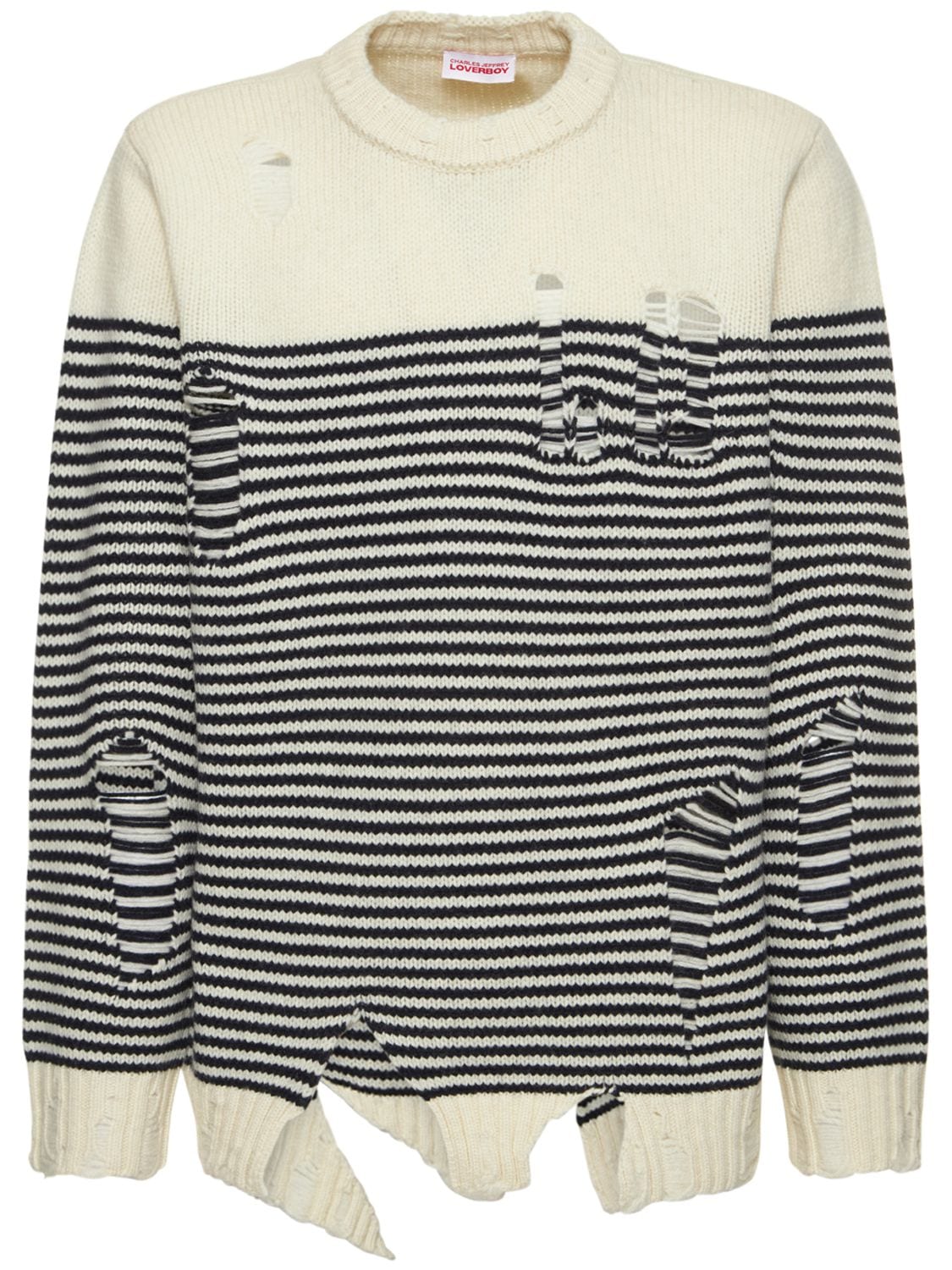 Distressed Wool & Recycled Poly Sweater - CHARLES JEFFREY LOVERBOY - Modalova