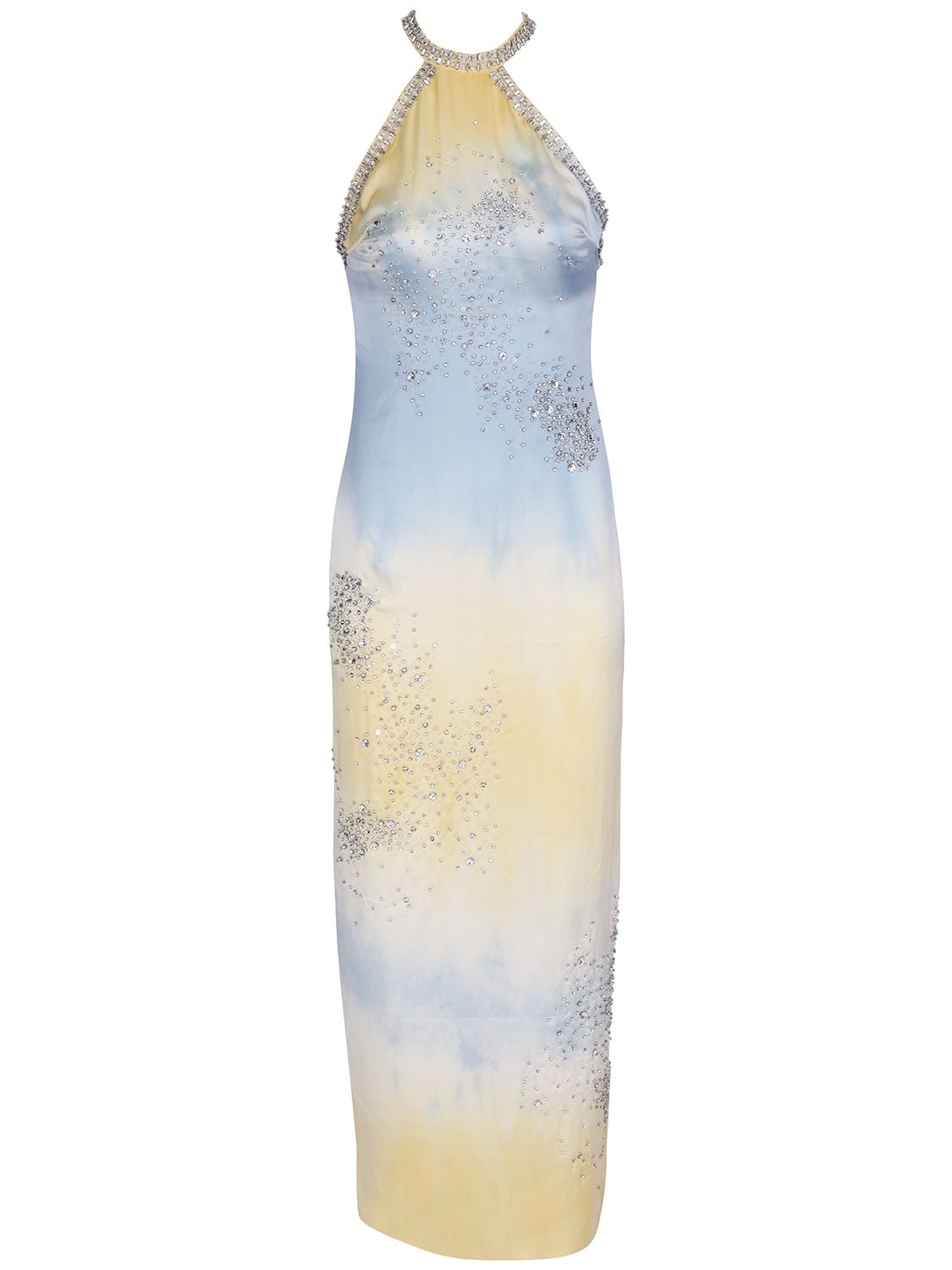 Embellished Silk Satin Long Dress - DES PHEMMES - Modalova