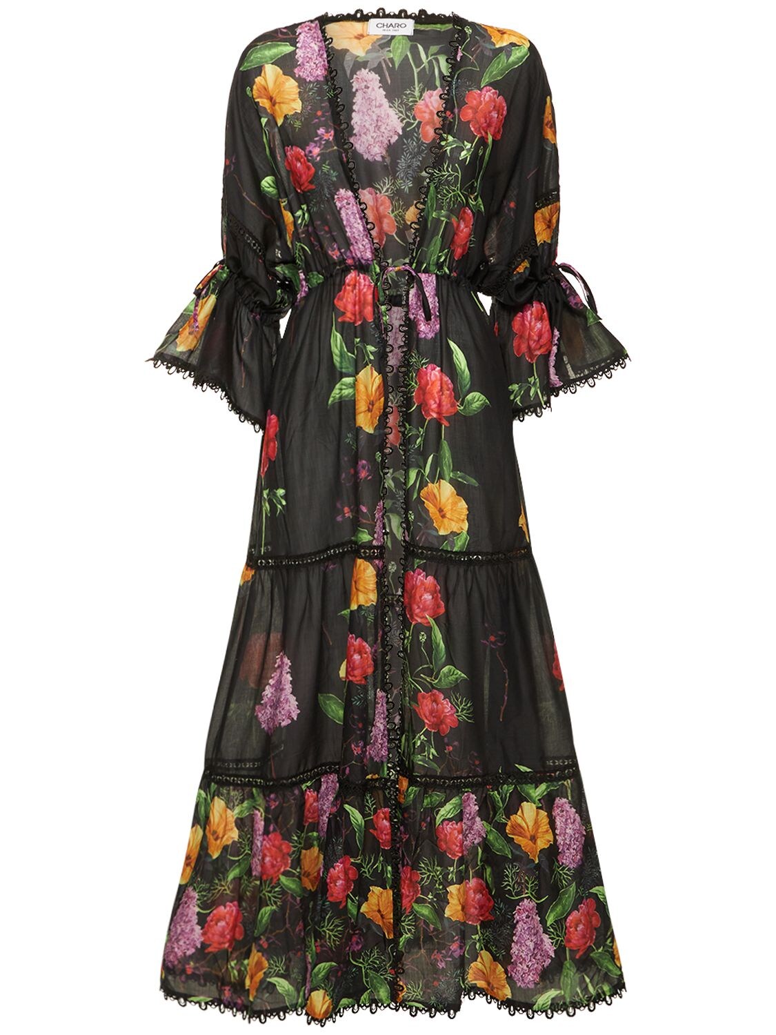 Gerba Floral Cotton Long Kaftan Dress - CHARO RUIZ - Modalova
