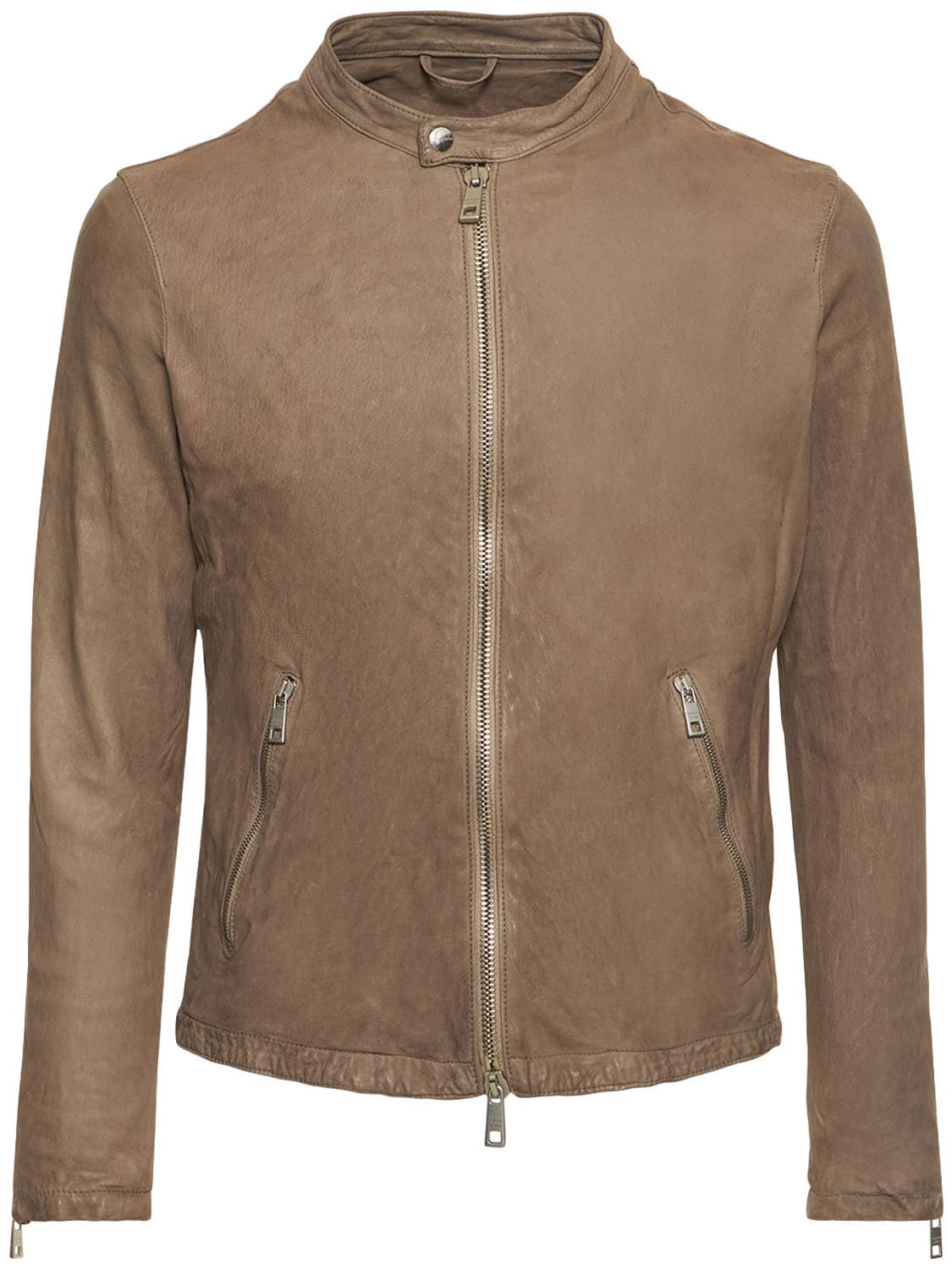 Brushed Leather Jacket - GIORGIO BRATO - Modalova